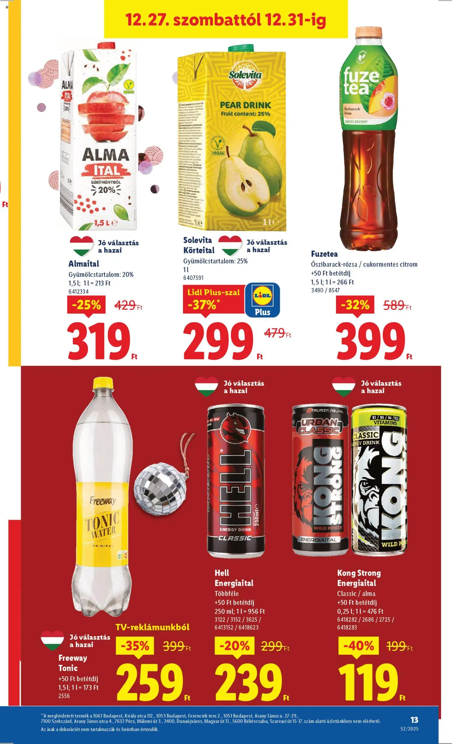 Lidl akciós ujság - amely érvényes a következő dátumtól: 27.12.2025 | Oldal: 13 | Termékek: Alma, Tea, Vegán, Citrom