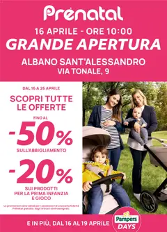 Anteprima del volantino Prenatal volantino Nuova Apertura Albano Sant'Alessandro valido a partire dal 16.04.2026