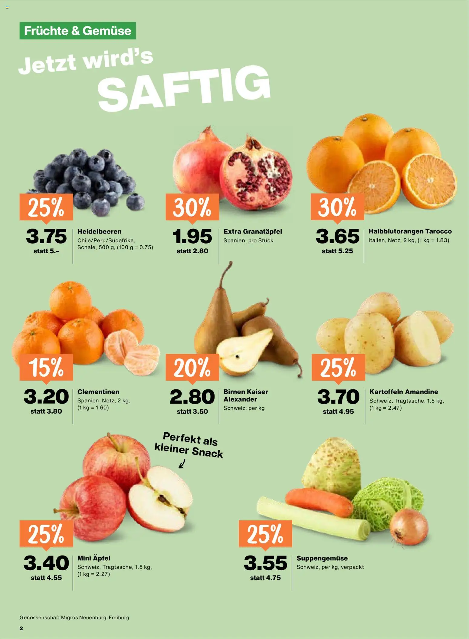 Migros Aktionen – gültig ab 20.01.2026 | Seite: 2 | Produkte: Granatapfel, Äpfel, Gemüse, Kartoffeln