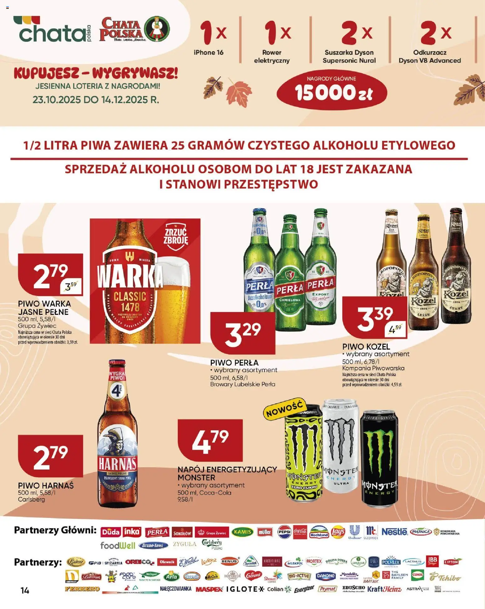 Chata Polska Gazetka od 23.10.2025 | Strona: 14 | Produkty: Tchibo, Rower, Leżak, Harnaś