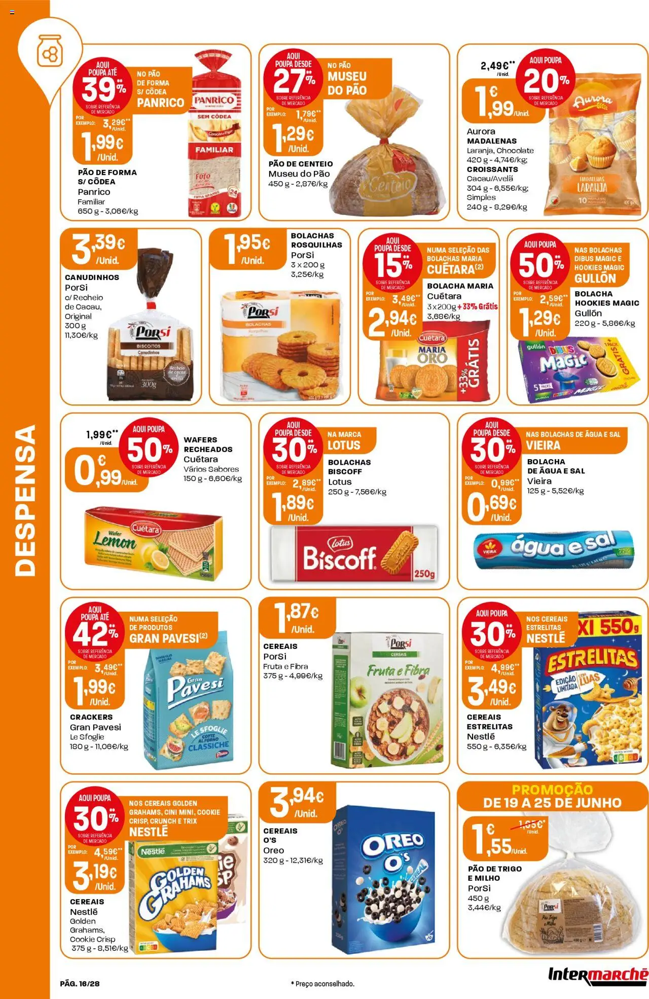 Intermarché folheto │ válido de 19.06.2025 | Página: 16 | Produtos: Avelãs, Centeio, Chocolate, Milho