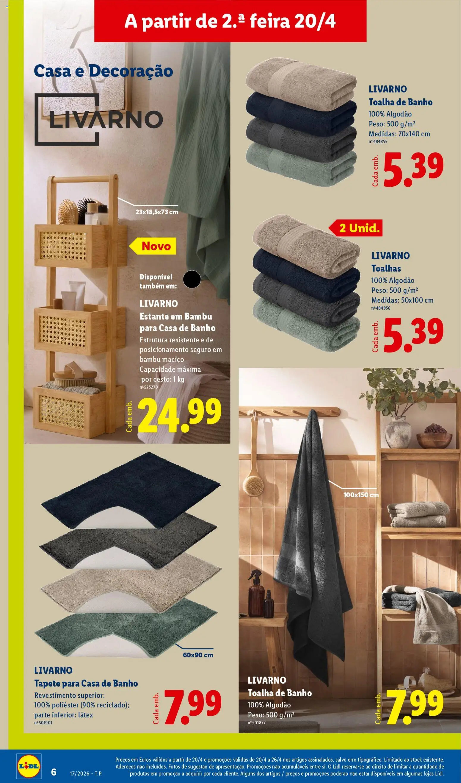 Lidl Novidades │ válido de 20.04.2026 | Página: 6 | Produtos: Algodão, Casa de banho, Banho, Toalha de banho