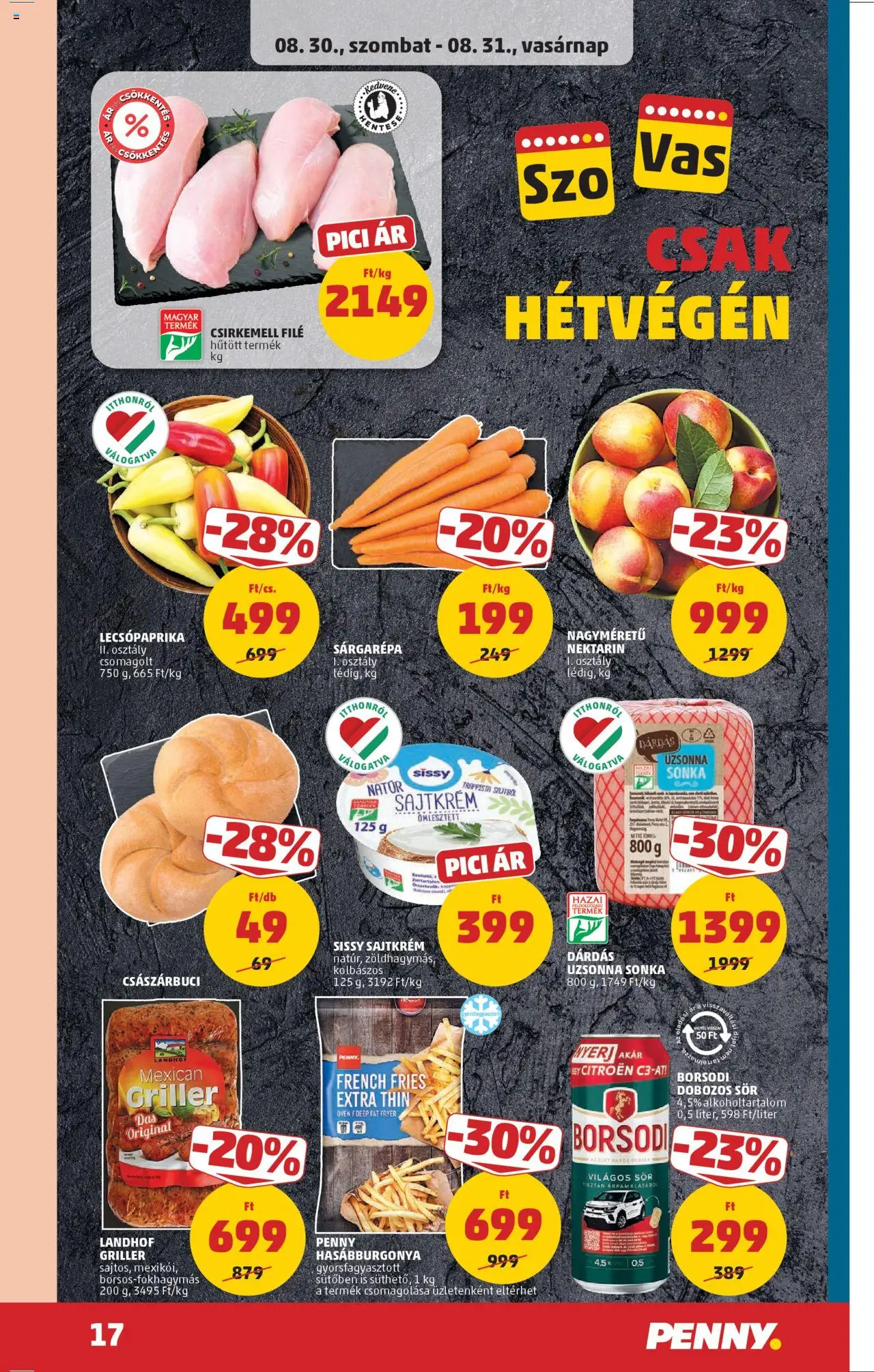 PENNY akciós ujság - amely érvényes a következő dátumtól: 28.08.2025 | Oldal: 19 | Termékek: Nektarin, Lecsópaprika, Dobozos sör, Hasábburgonya