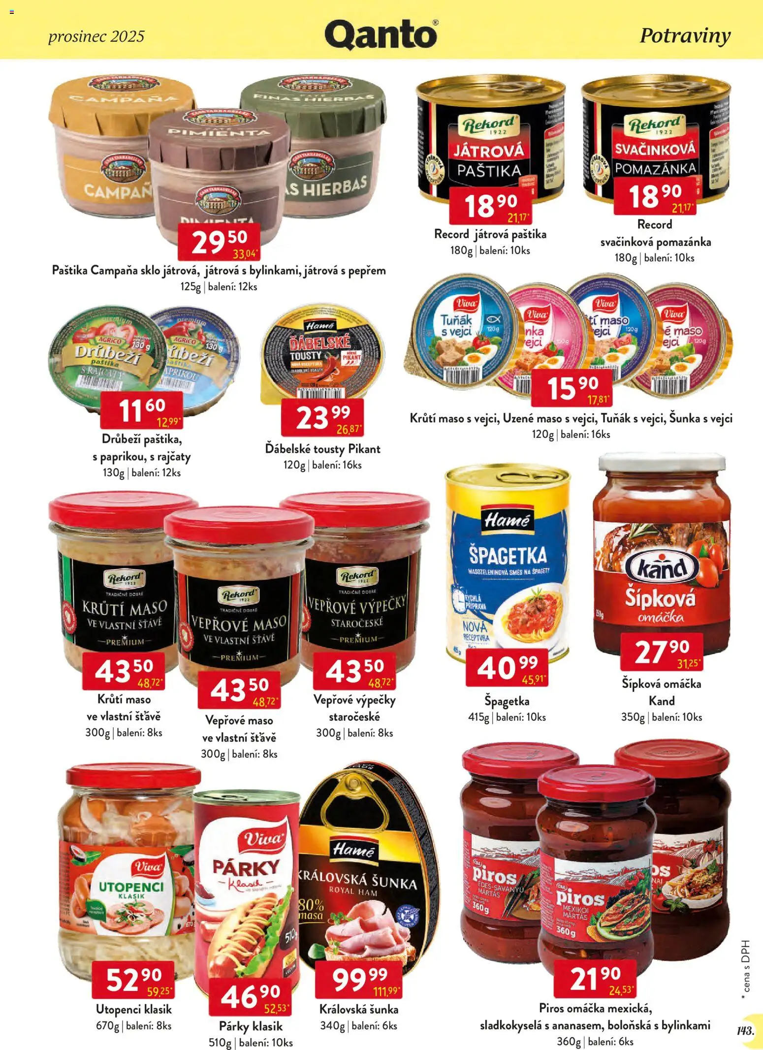 Astur & Qanto leták - Velkoobchod 12/2025 od 01.12.2025 | Strana: 143 | Produkty: Uzené maso, Špagety, Utopenci, Krůtí maso
