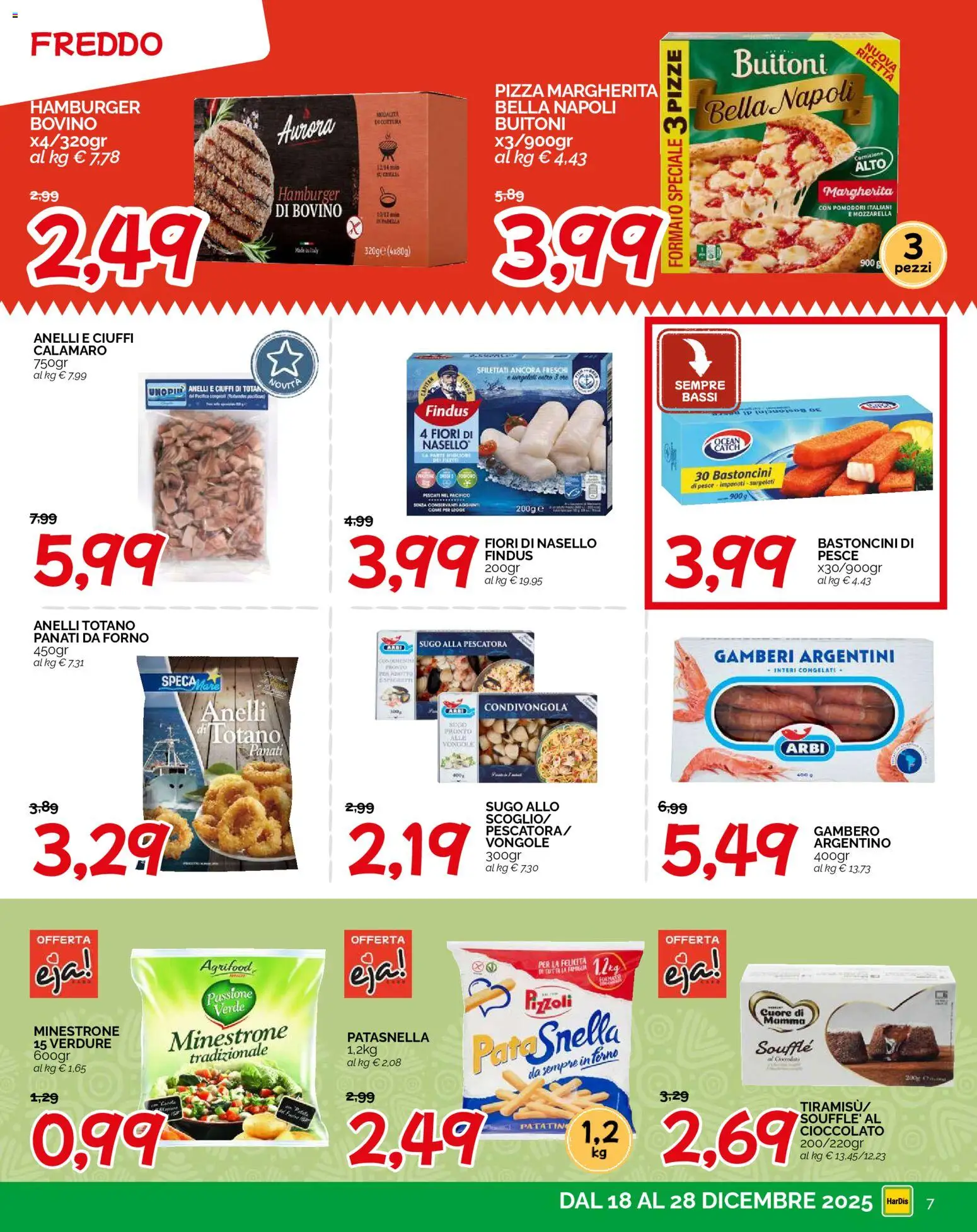 Volantino HarDis del 18.12.2025 | Pagina: 7 | Prodotti: Cioccolato, Pizza, Gamberi, Nasello
