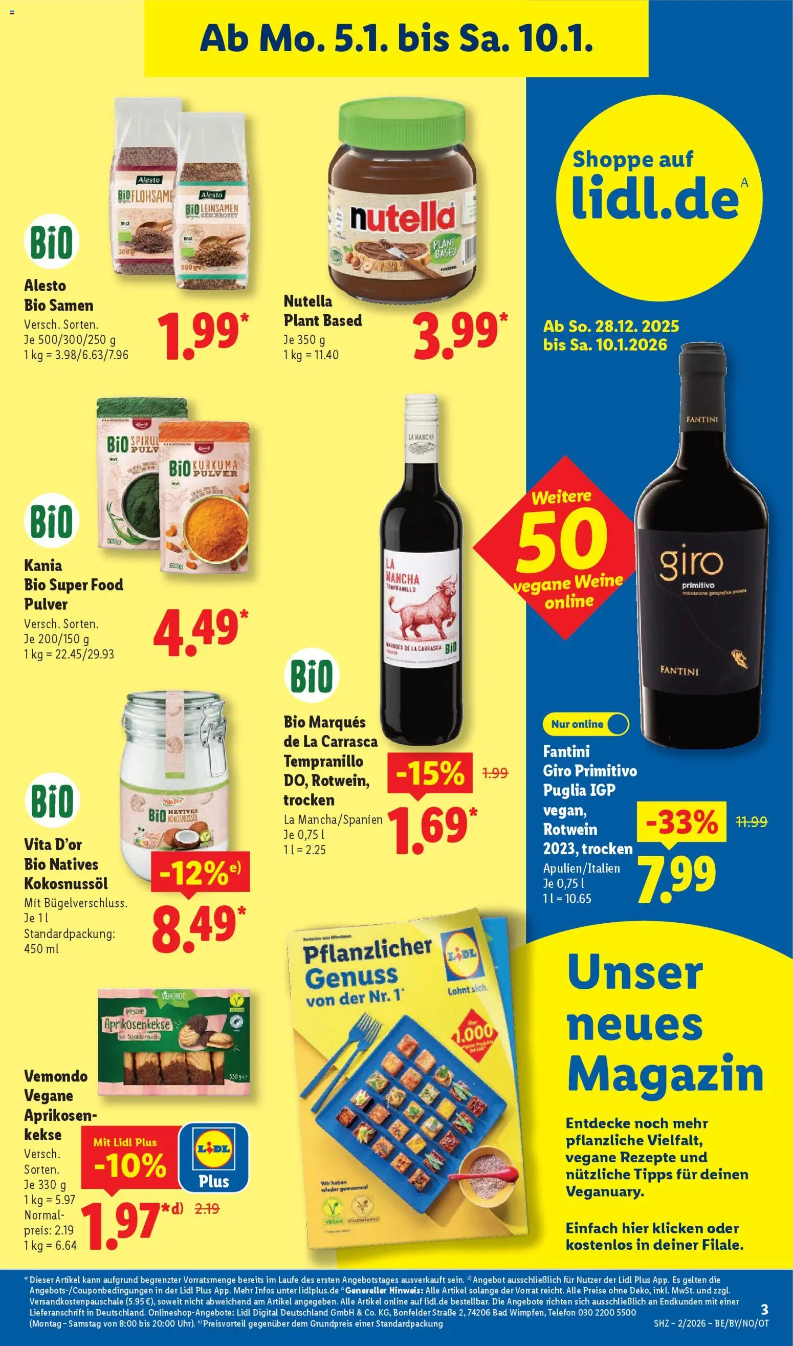 Lidl Prospekt Uffenheim – gültig ab 05.01.2026 | Seite: 3 | Produkte: Rotwein, Bad, Kekse, Telefon