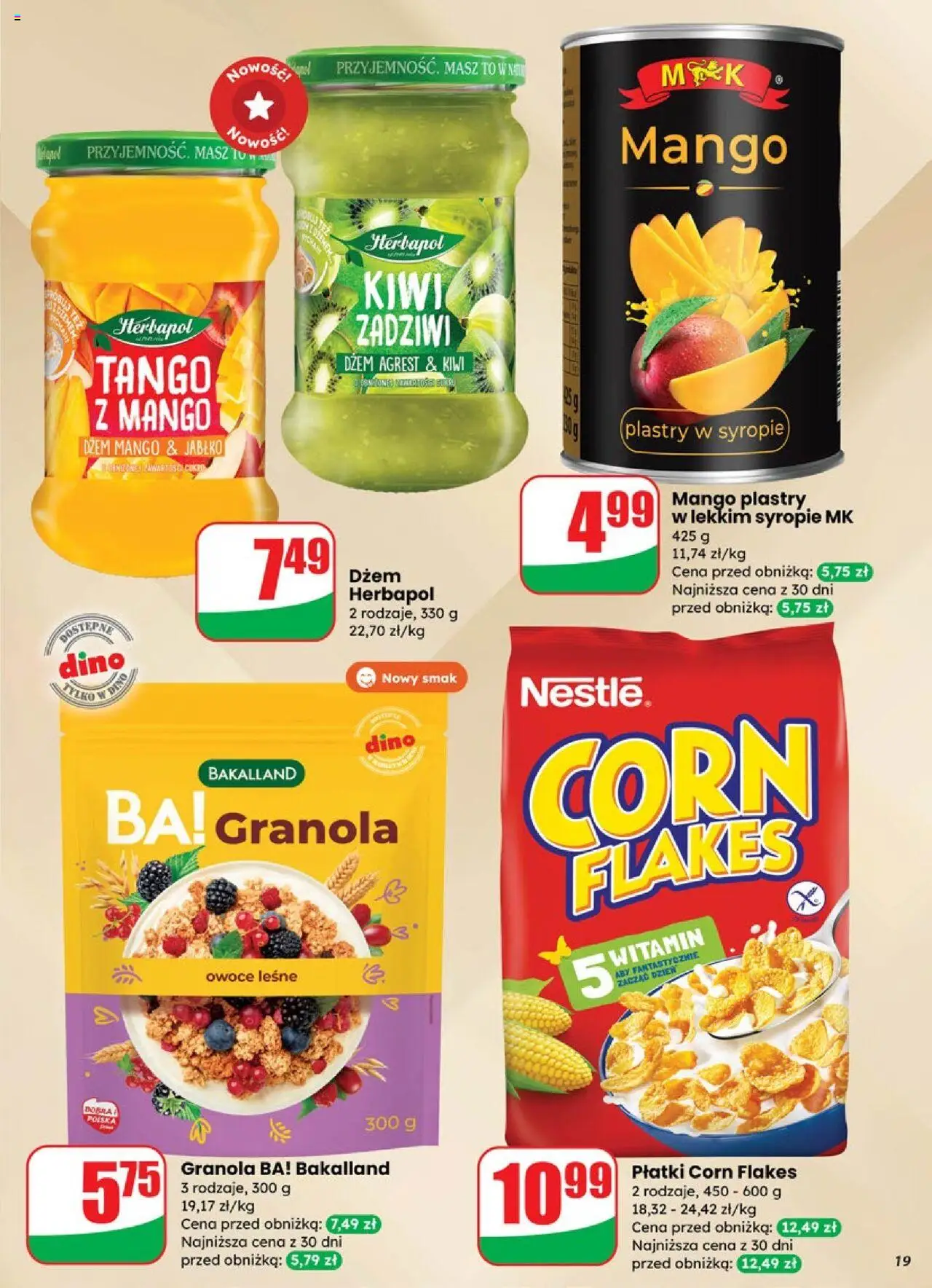 Dino Gazetka od 01.10.2025 | Strona: 19 | Produkty: Mango, Dżem, Owoce, Corn Flakes