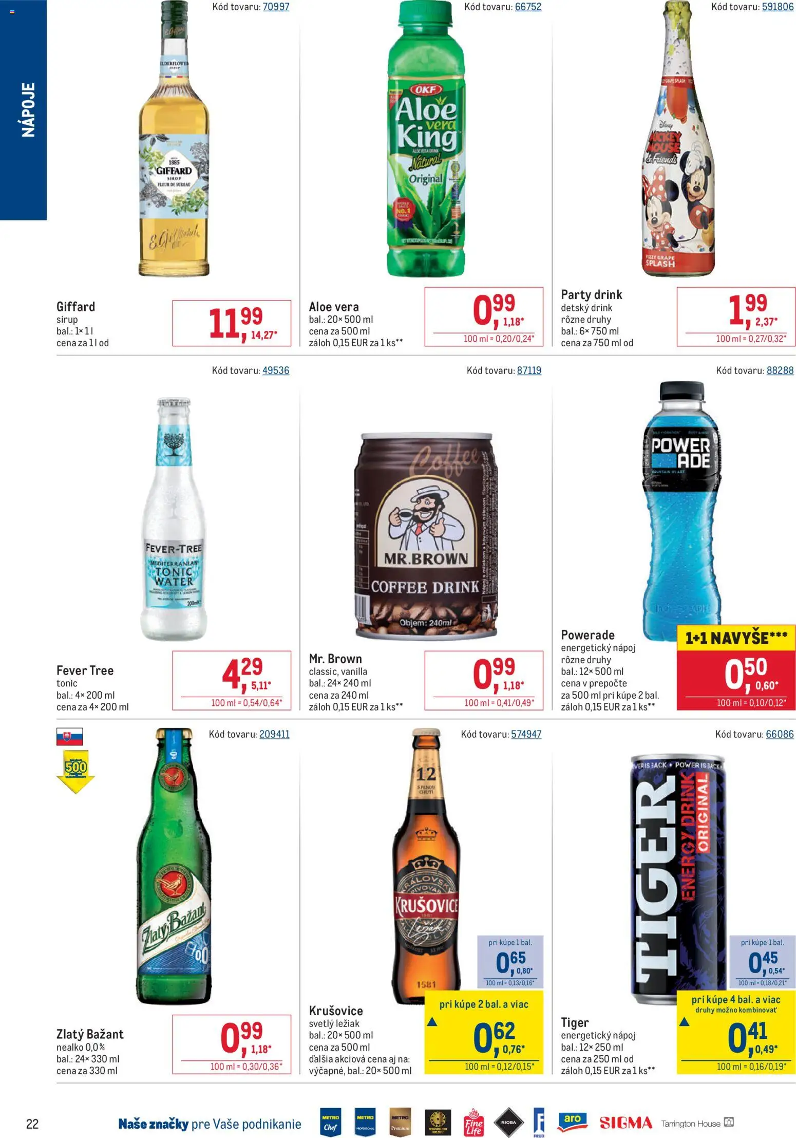 Nové Metro akcie – leták je platný od 19.11.2025 | Strana: 22 | Produkty: Krušovice, Zlatý Bažant, Energetický nápoj