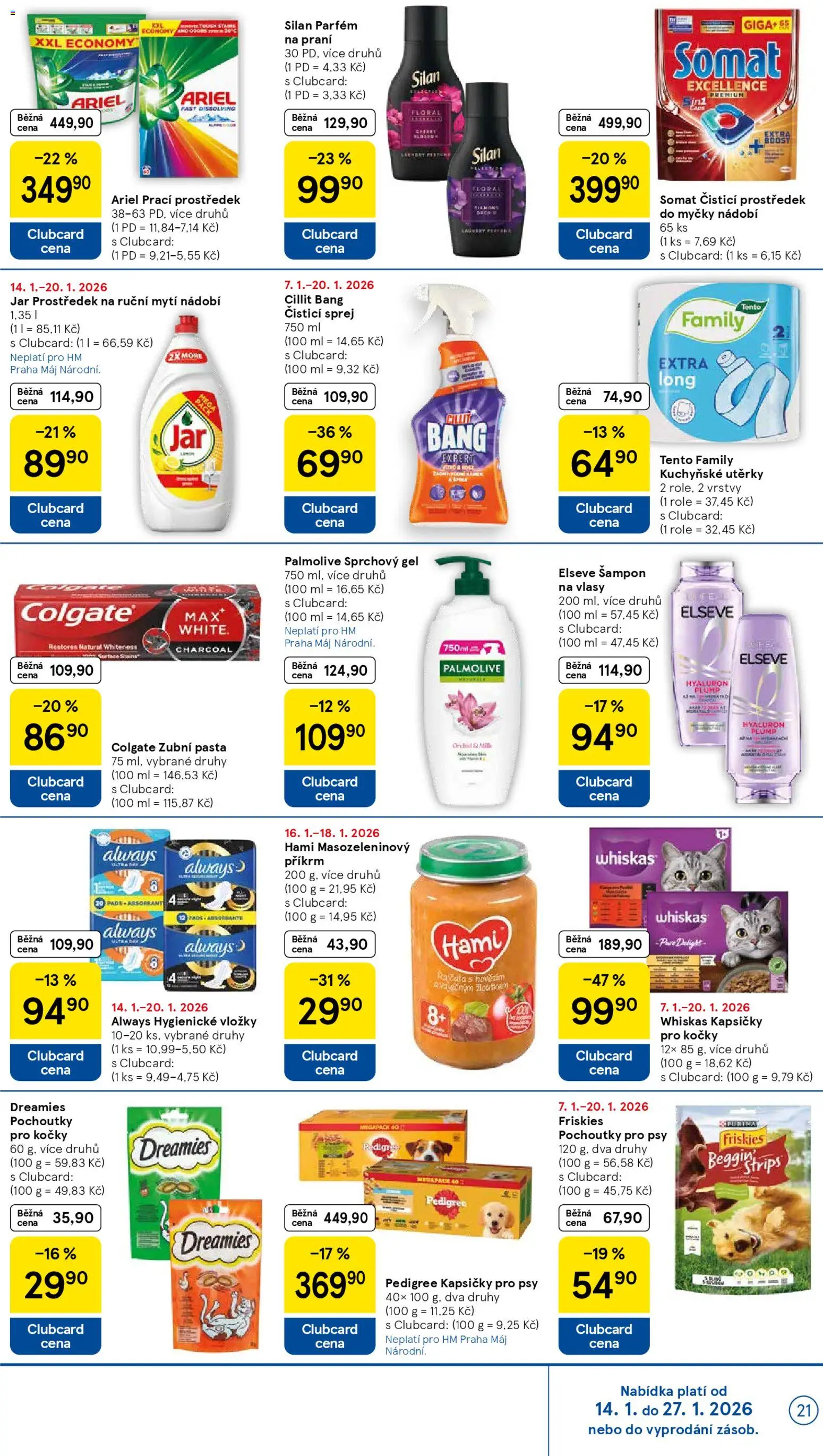 Tesco leták - Hypermarket od 14.01.2026 | Strana: 21 | Produkty: Sprchový gel, Whiskas, Vložky, Pedigree kapsičky