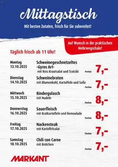 Markant  Mittagstisch ab 13.10.2025 gültig
