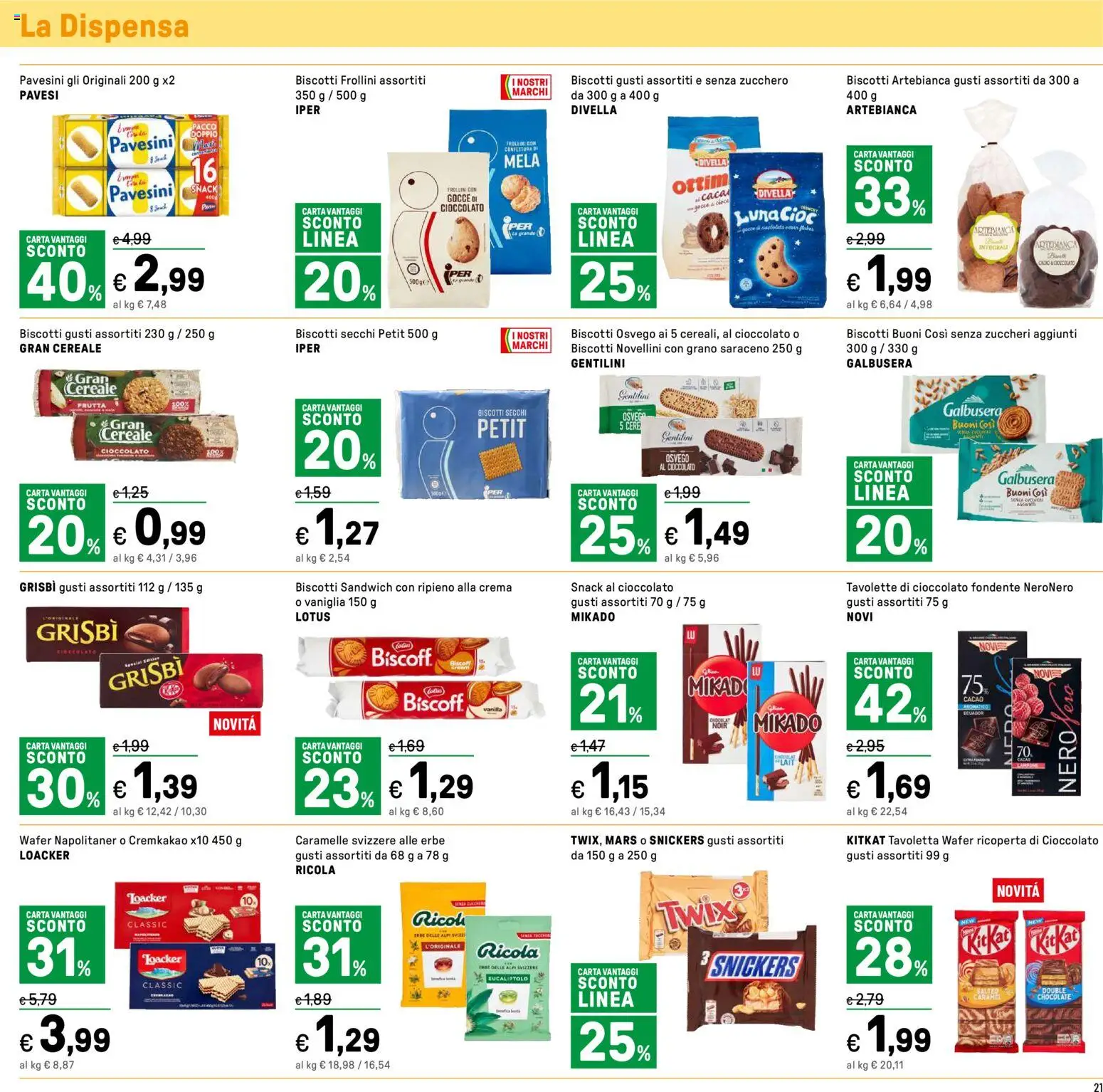 Volantino Iper del 03.11.2025 | Pagina: 21 | Prodotti: Caramelle, Biscotti, Zucchero, Frollini
