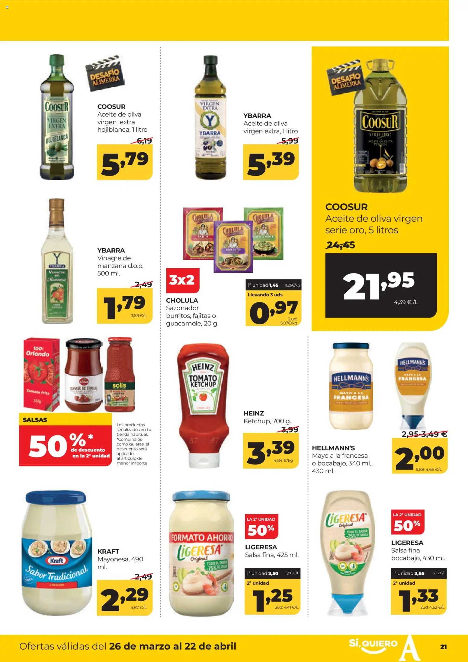 Alimerka Mensual del 26 de marzo al 22 de abril Castilla y León │ válido desde el 26.03.2026 | Página: 21 | Productos: Aceite, Manzana, Sazonador, Δεξαμενή