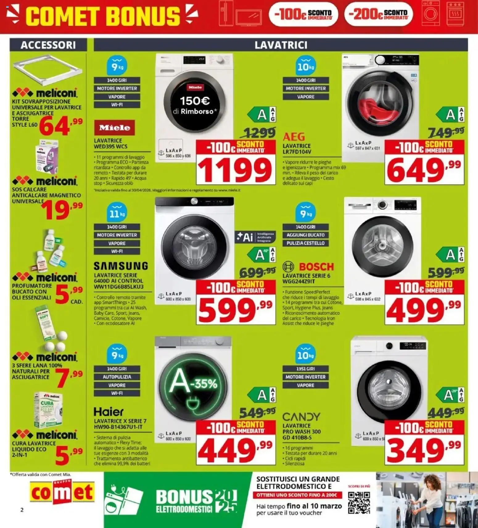 Volantino Comet del 05.03.2026 | Pagina: 2 | Prodotti: Anticalcare, Jeans, Asciugatrice, Miele