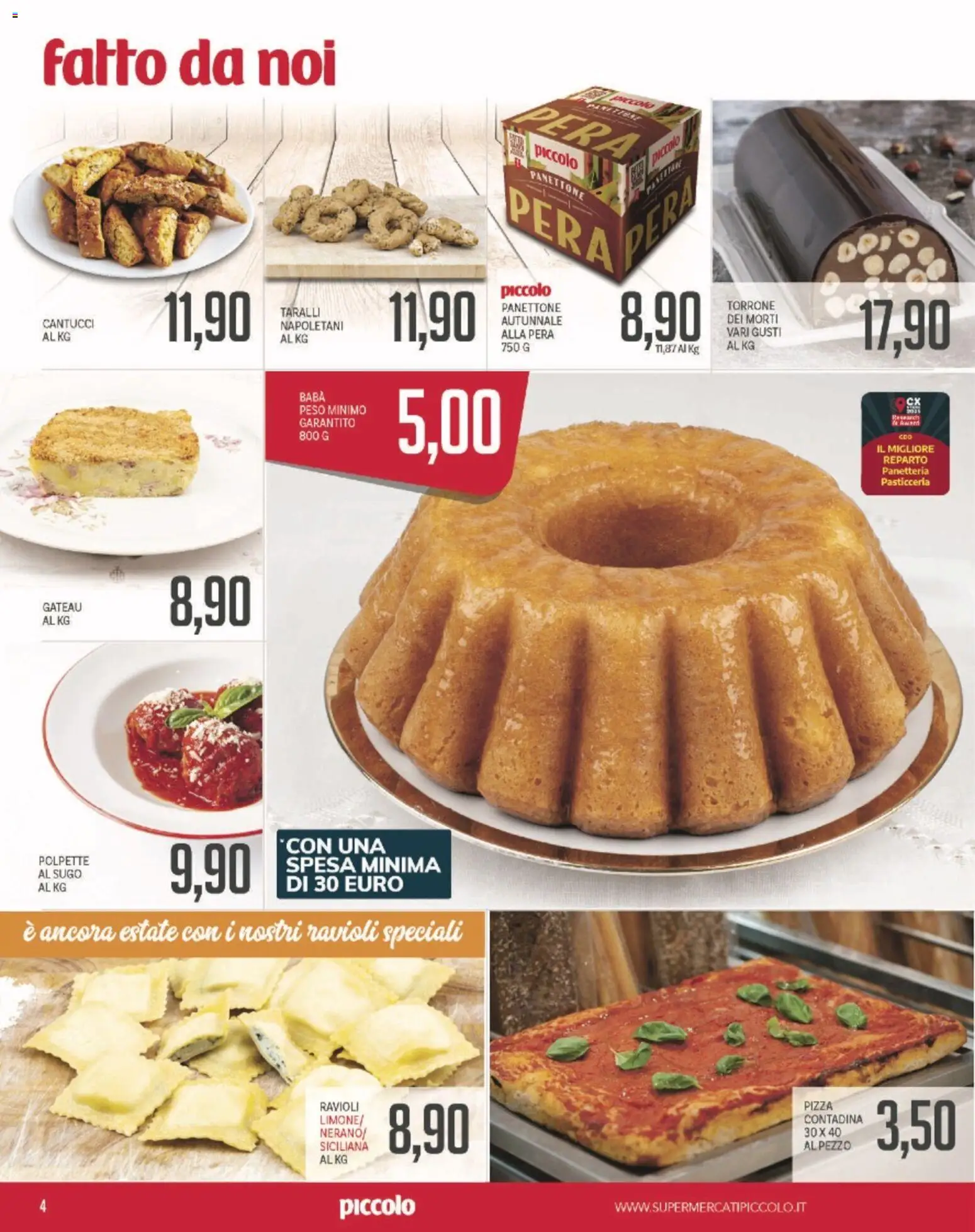 Volantino Piccolo del 27.11.2025 | Pagina: 4 | Prodotti: Pera, Ravioli, Taralli, Sugo