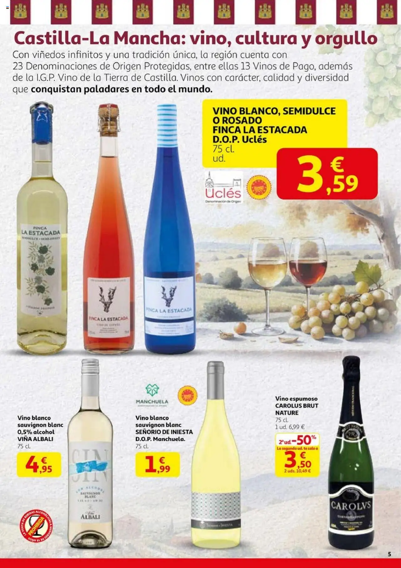 Alcampo - Castilla La Mancha auténtica por naturaleza │ válido desde el 06.10.2025 | Página: 5 | Productos: Vino, Té