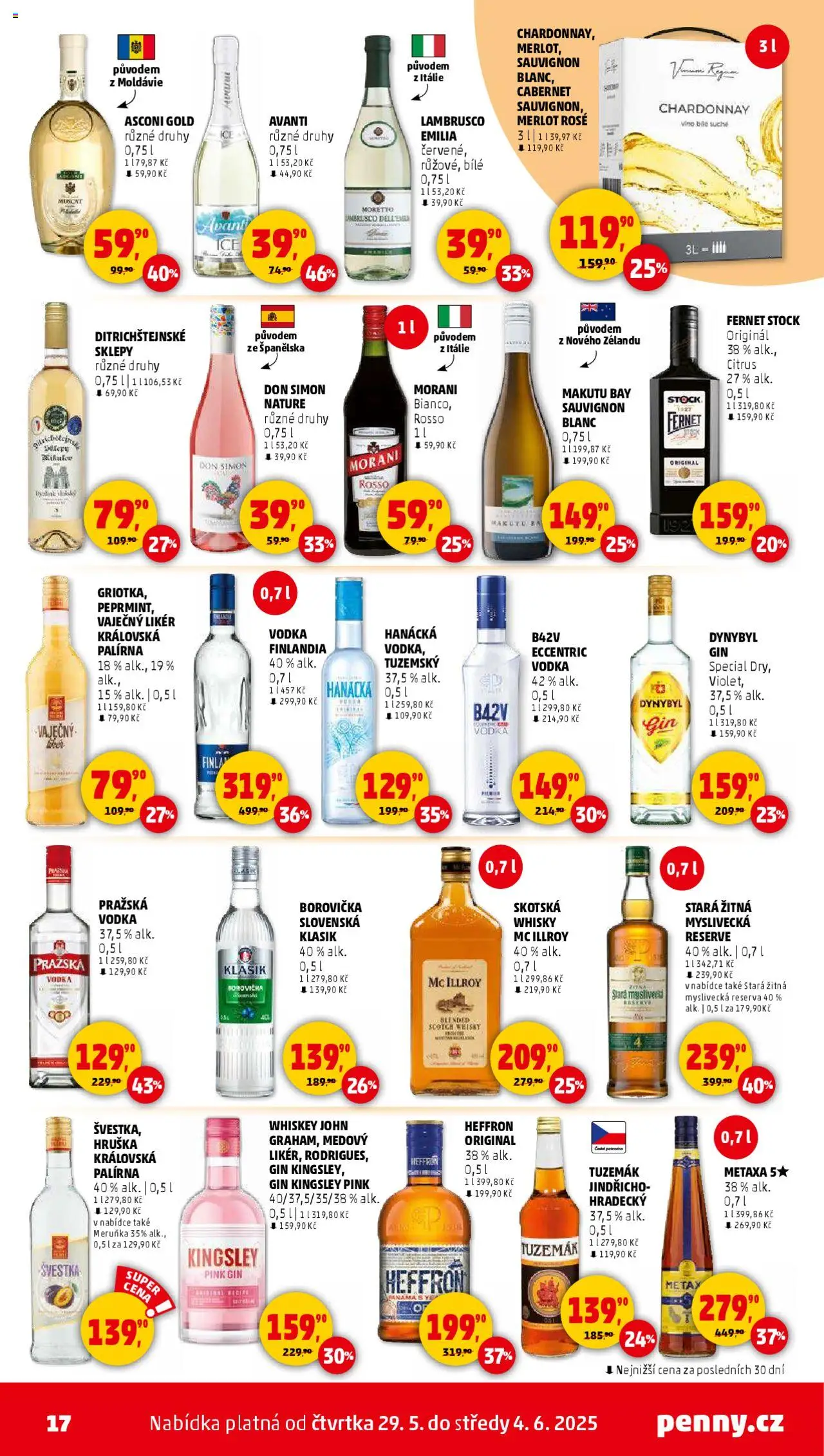 Penny Market leták - Čtvrtečník od 29.05.2025 | Strana: 17 | Produkty: Heffron, Gin, Merlot, Fernet