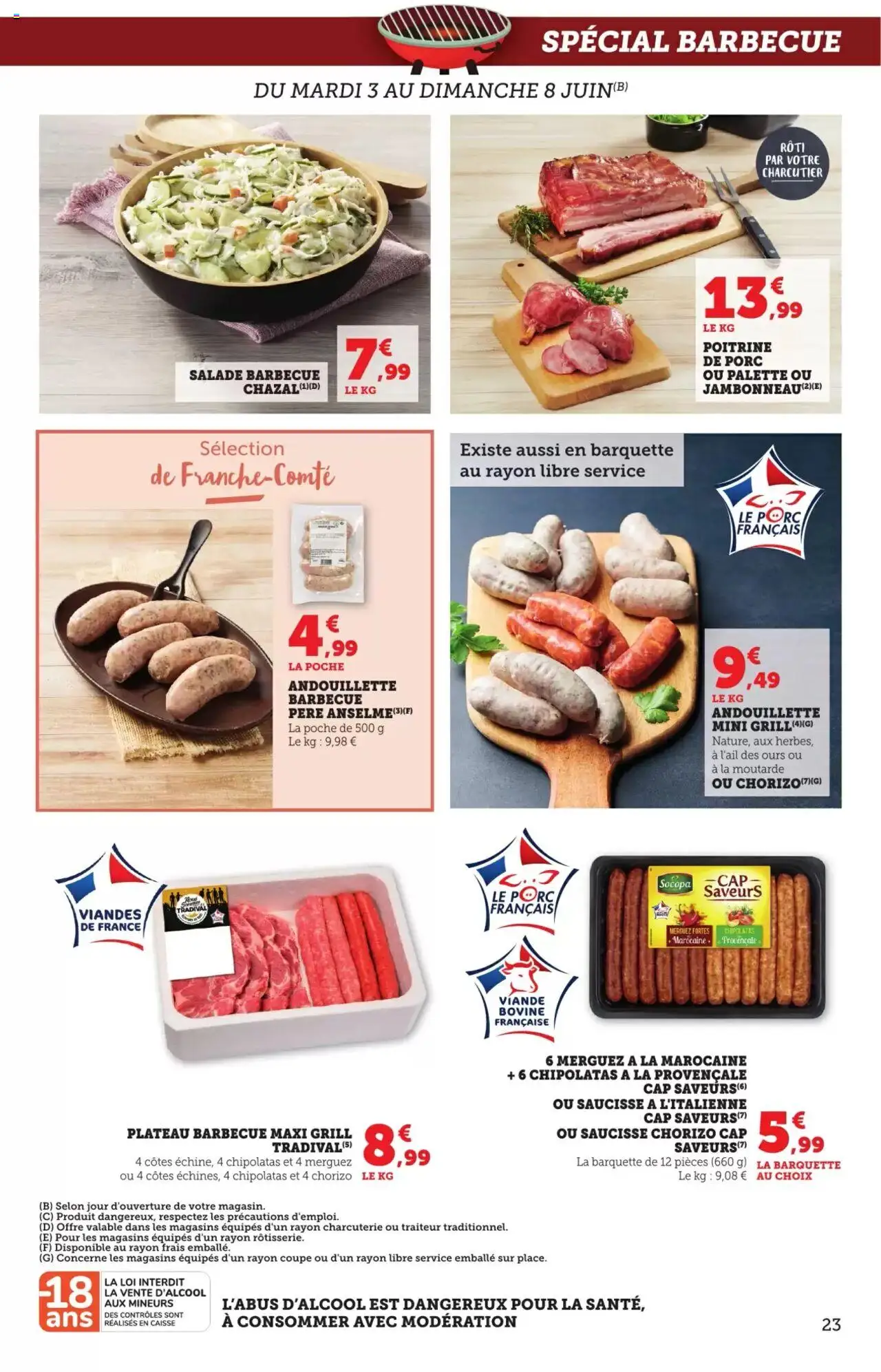  | Page: 23 | Produits: Salade, Poitrine de porc, Merguez, Porc