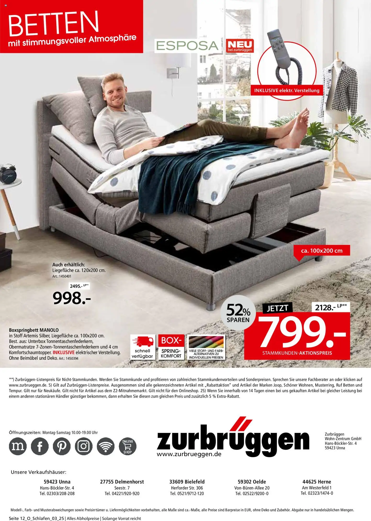Zurbrüggen Schlafen Spezial – gültig ab 18.12.2025 | Seite: 12 | Produkte: Boxspringbett, Box, Uhr