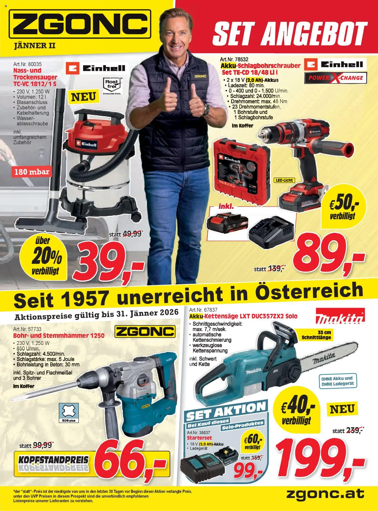 Zgonc Flugblatt Jänner II 2026 gültig ab 15.01.2026 | Seite: 1 | Produkte: Wasser, Koffer