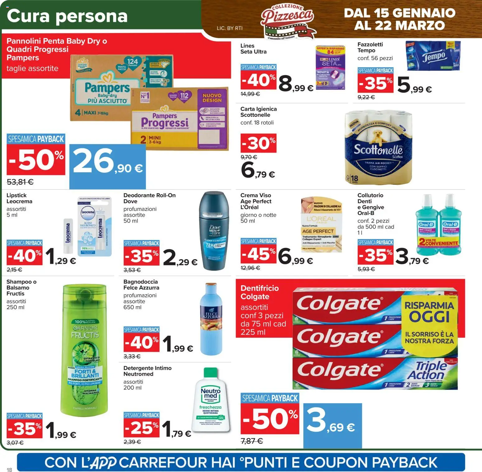 Volantino Carrefour del 27.01.2026 | Pagina: 18 | Prodotti: Crema, Pannolini, Dentifricio, Detergente