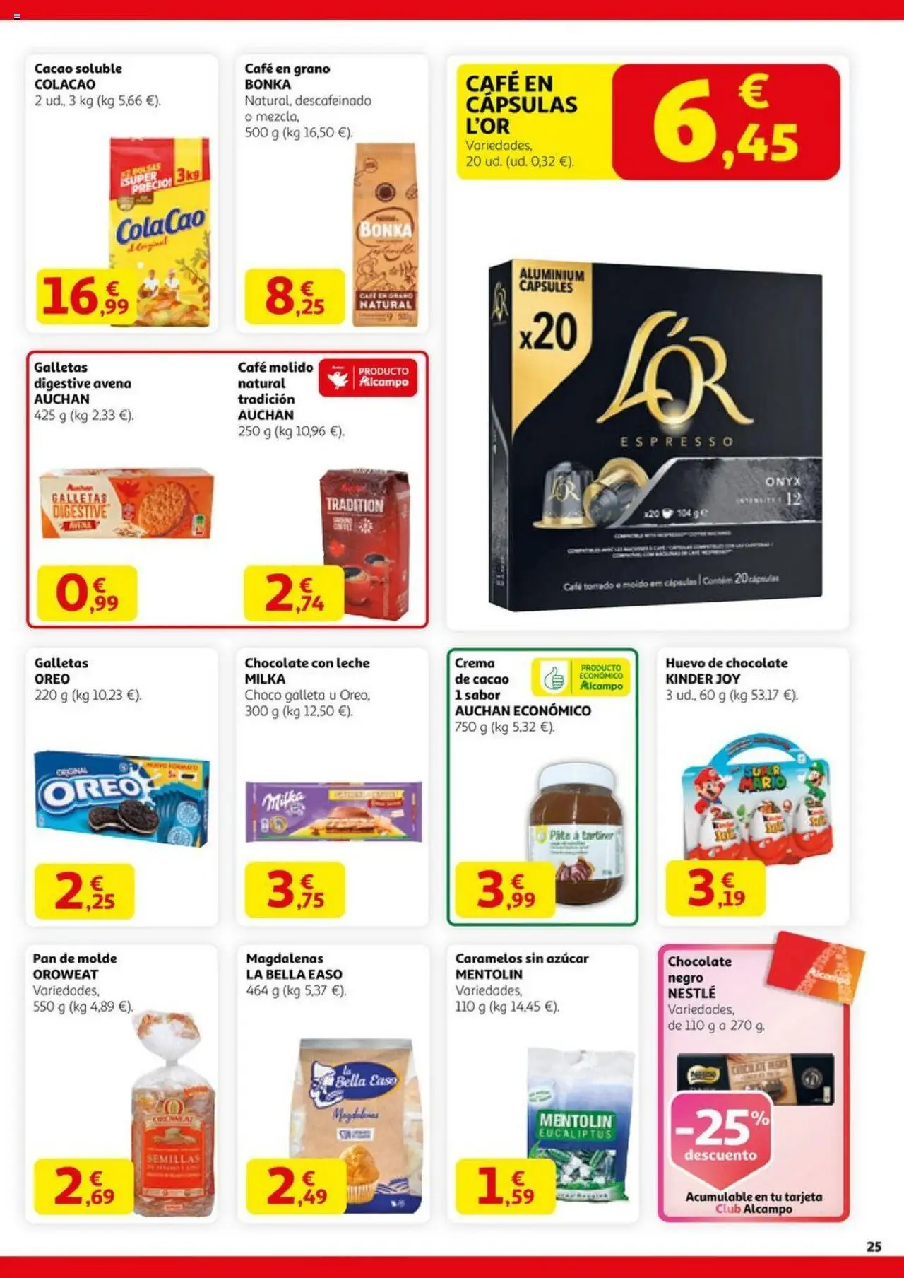Alcampo - HP Nacional  │ válido desde el 14.08.2025 | Página: 25 | Productos: Galletas, Pan de molde, Magdalenas, Cacao soluble