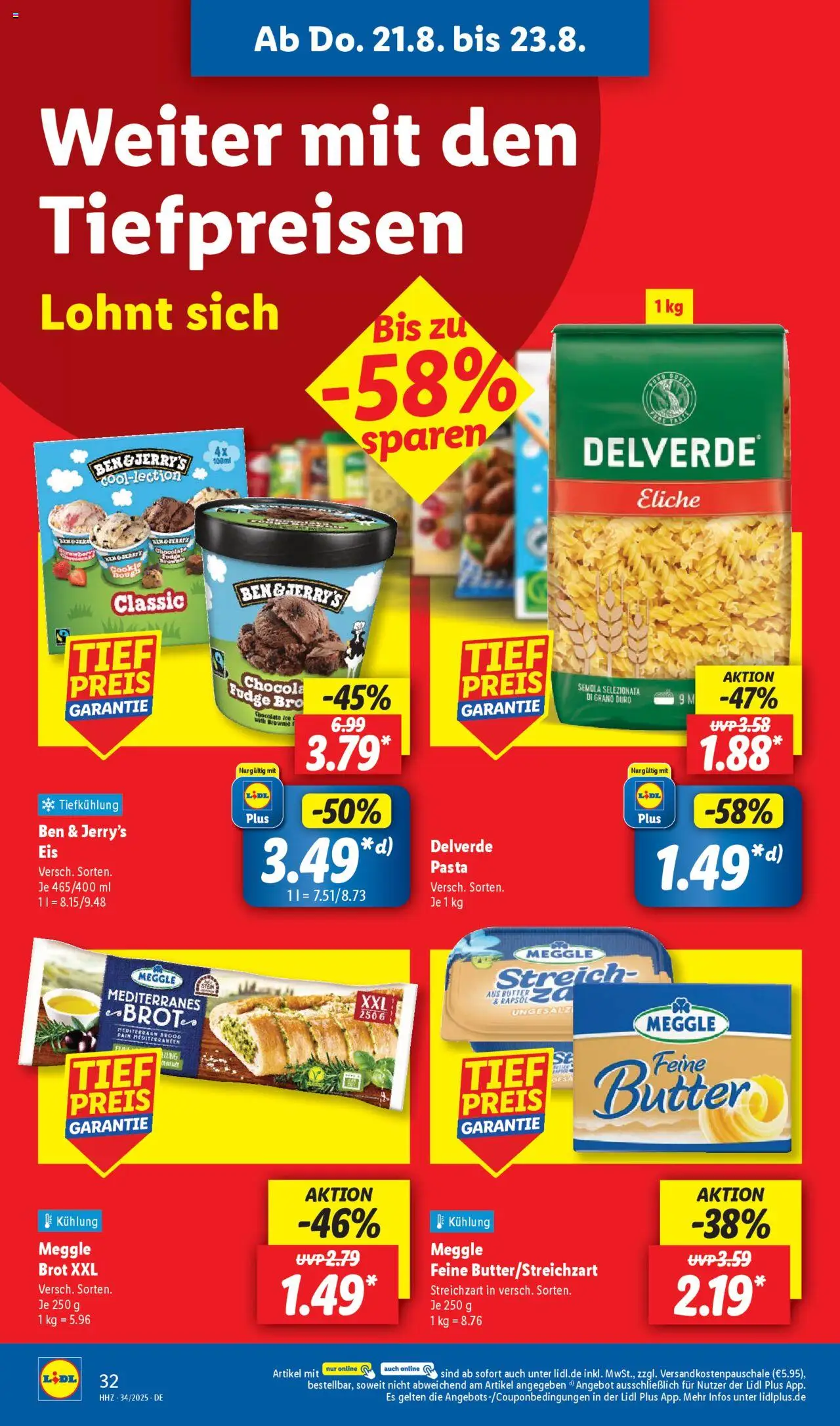 Lidl Prospekt 	 - gültig ab dem 18.08.2025 | Seite: 56 | Produkte: Butter, Ben & Jerry's, Pasta, Brot