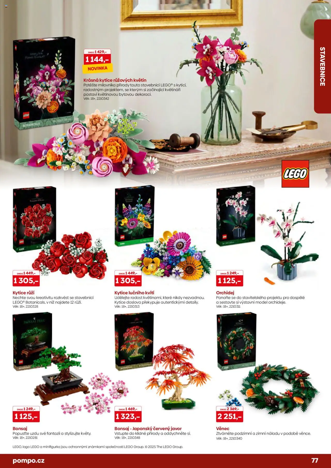 POMPO katalog Vánoce 2025 od 16.10.2025 | Strana: 77 | Produkty: Orchidej, LEGO, Stavebnice, Kytice