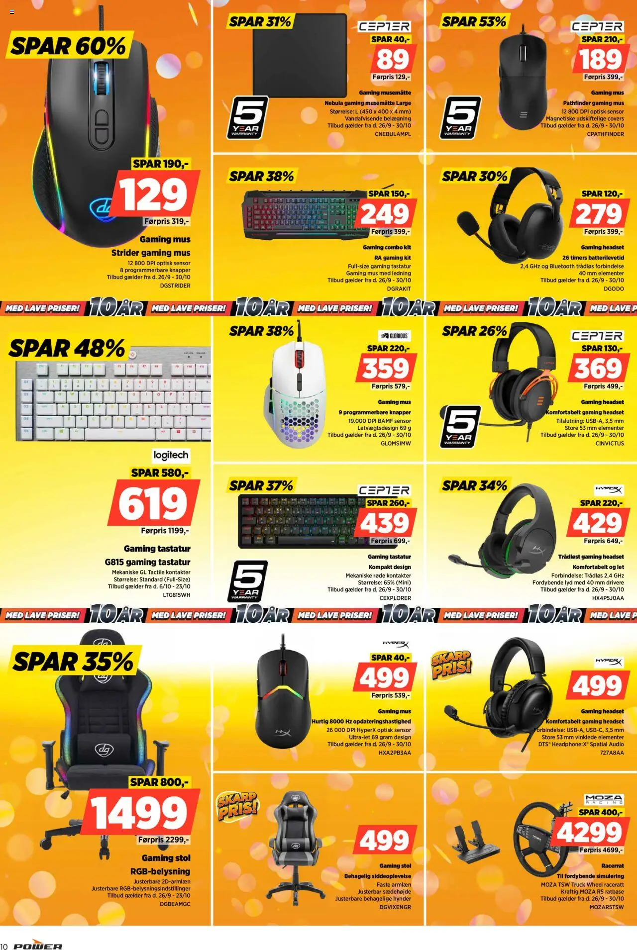 Power tilbudsavis – gyldig fra 03.10.2025 | Side: 10 | Produkter: Stol, Mus, Gaming mus, Lyd