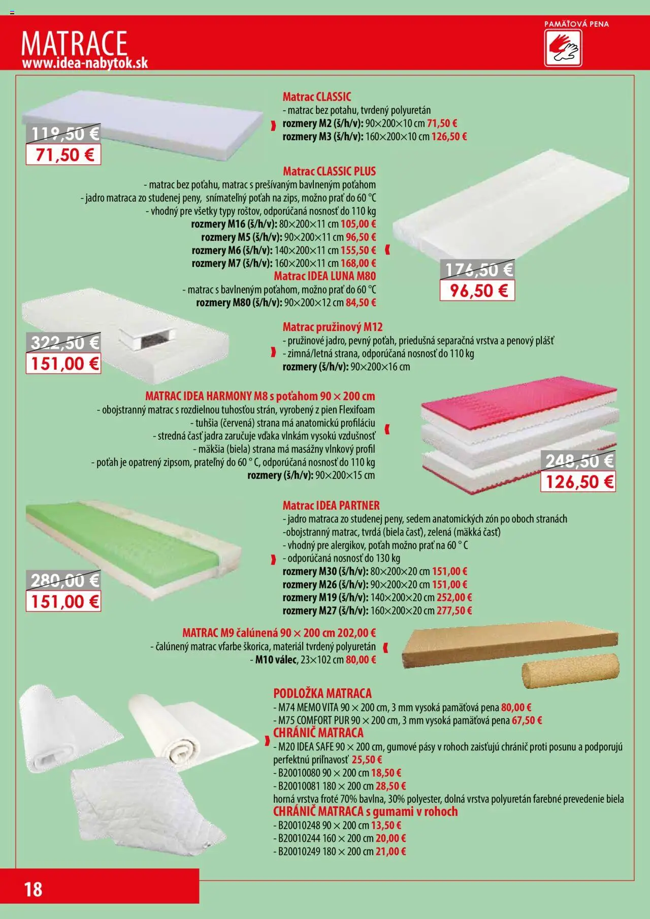 Nové IDEA nábytok akcie – leták je platný od 15.02.2025 | Strana: 18 | Produkty: Matrace, Matrac