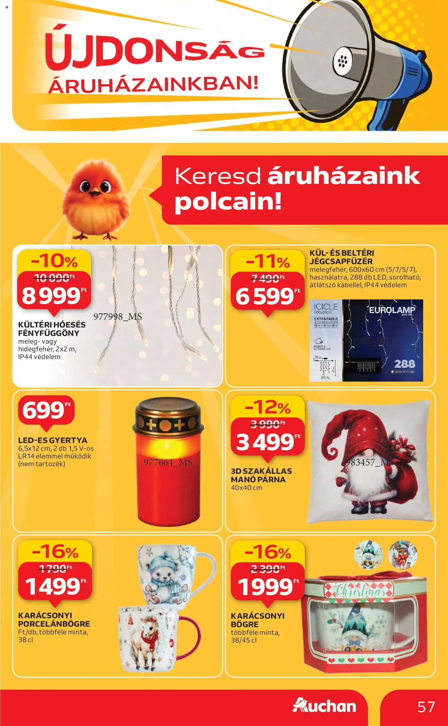 Auchan akciós ujság - amely érvényes a következő dátumtól: 13.11.2025 | Oldal: 57 | Termékek: Bögre, Párna, Gyertya