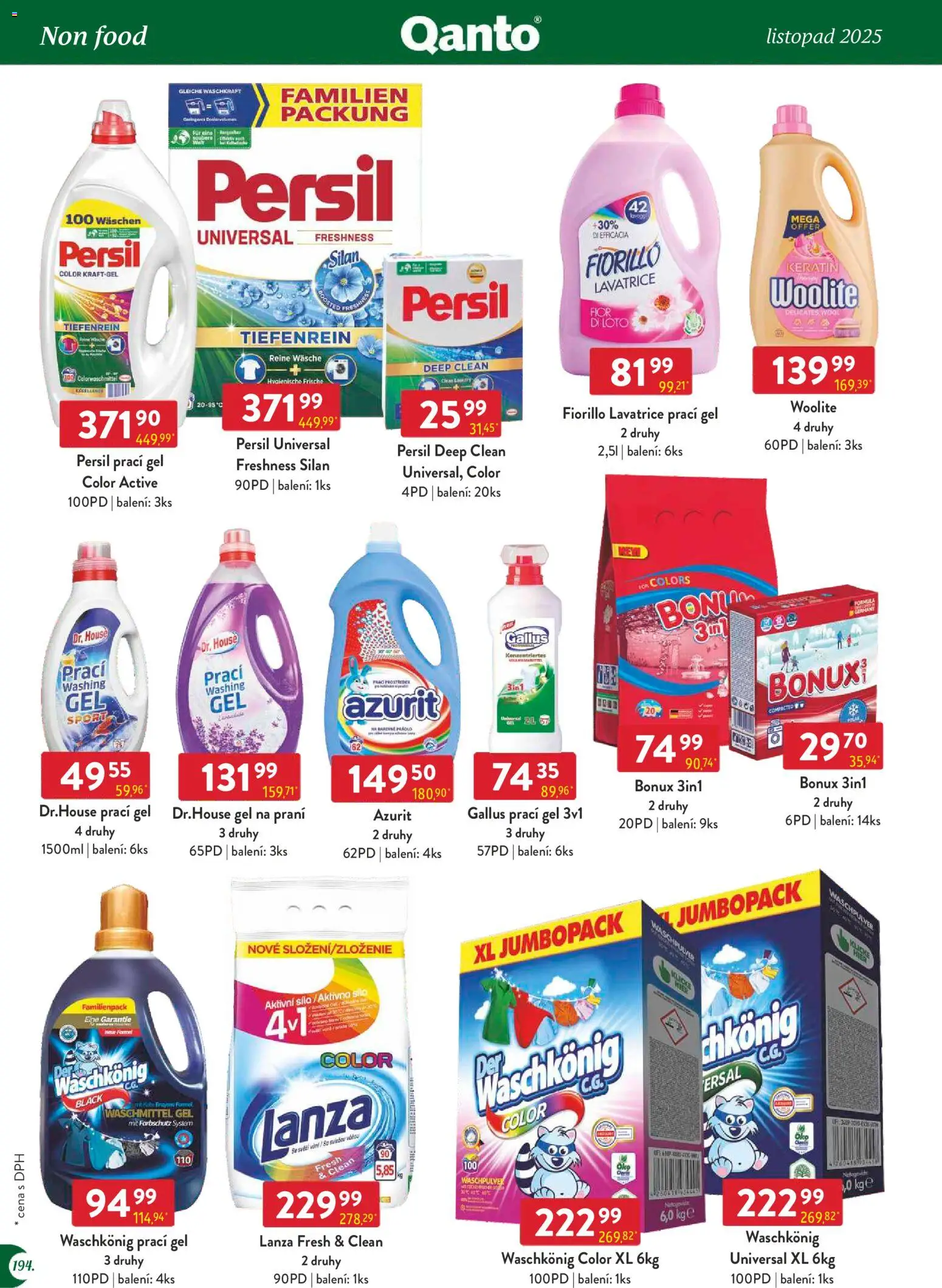 Astur & Qanto - Leták - Velkoobchod 11/2025 od 01.11.2025 | Strana: 194 | Produkty: Prací gel, Woolite, Persil, Lanza