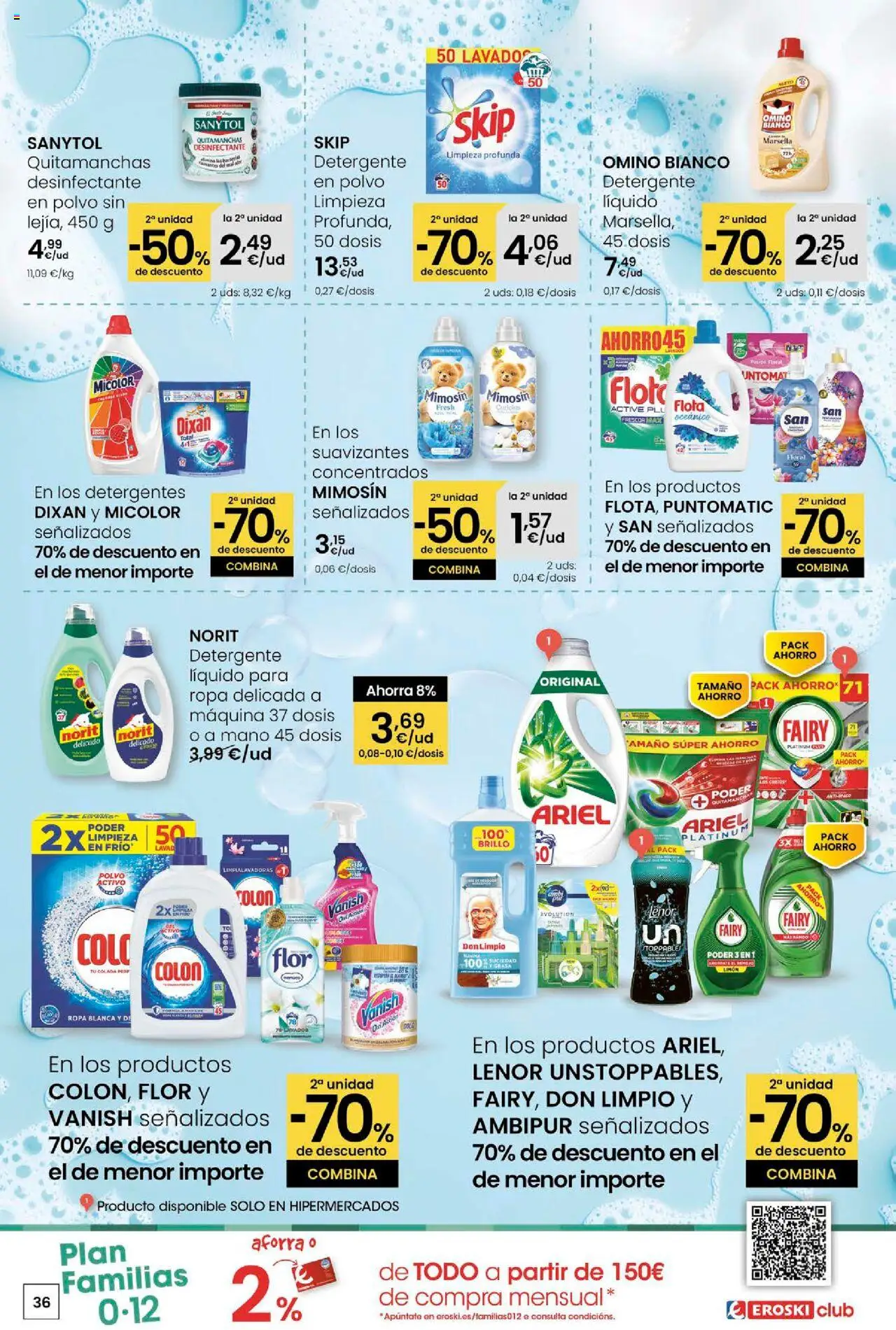 Eroski - Ofertons para conquistarte │ válido desde el 31.07.2025 | Página: 36 | Productos: Polvo, Quitamanchas, Detergente, Ropa