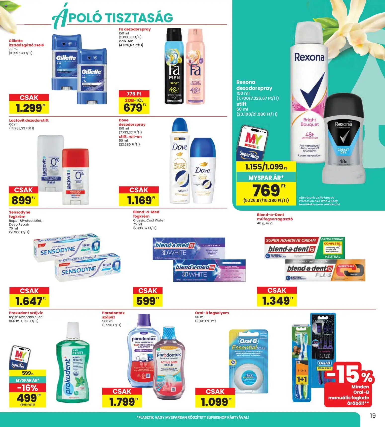 Interspar akciós ujság - amely érvényes a következő dátumtól: 23.04.2026 | Oldal: 19 | Termékek: Body, Izzadásgátló, Fogkefe, Szájvíz