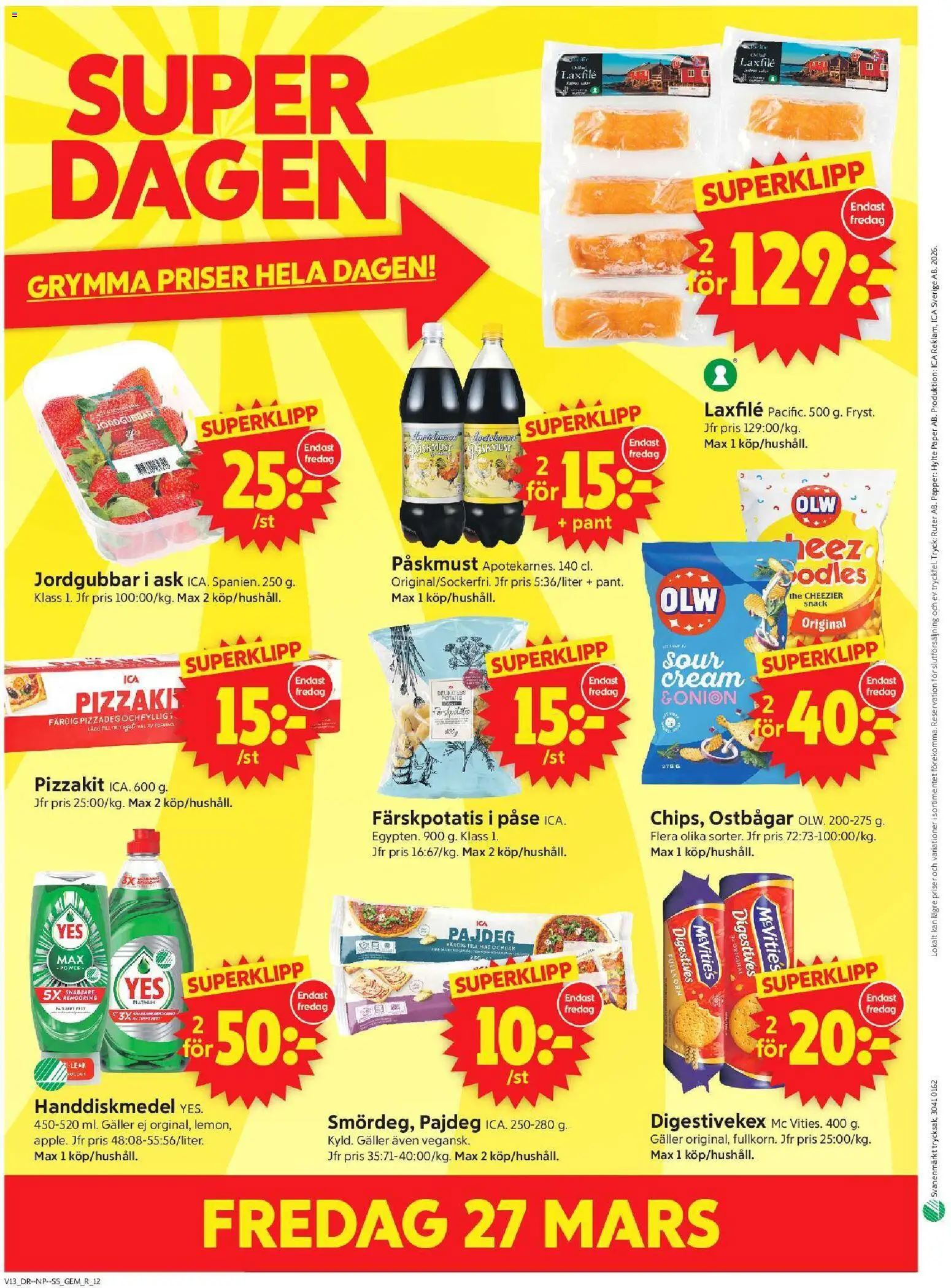 ICA Supermarket reklamblad aktuell från 23.03.2026 | Sida: 14 | Produkter: Gem, Galler, Pizzakit, Jordgubbar