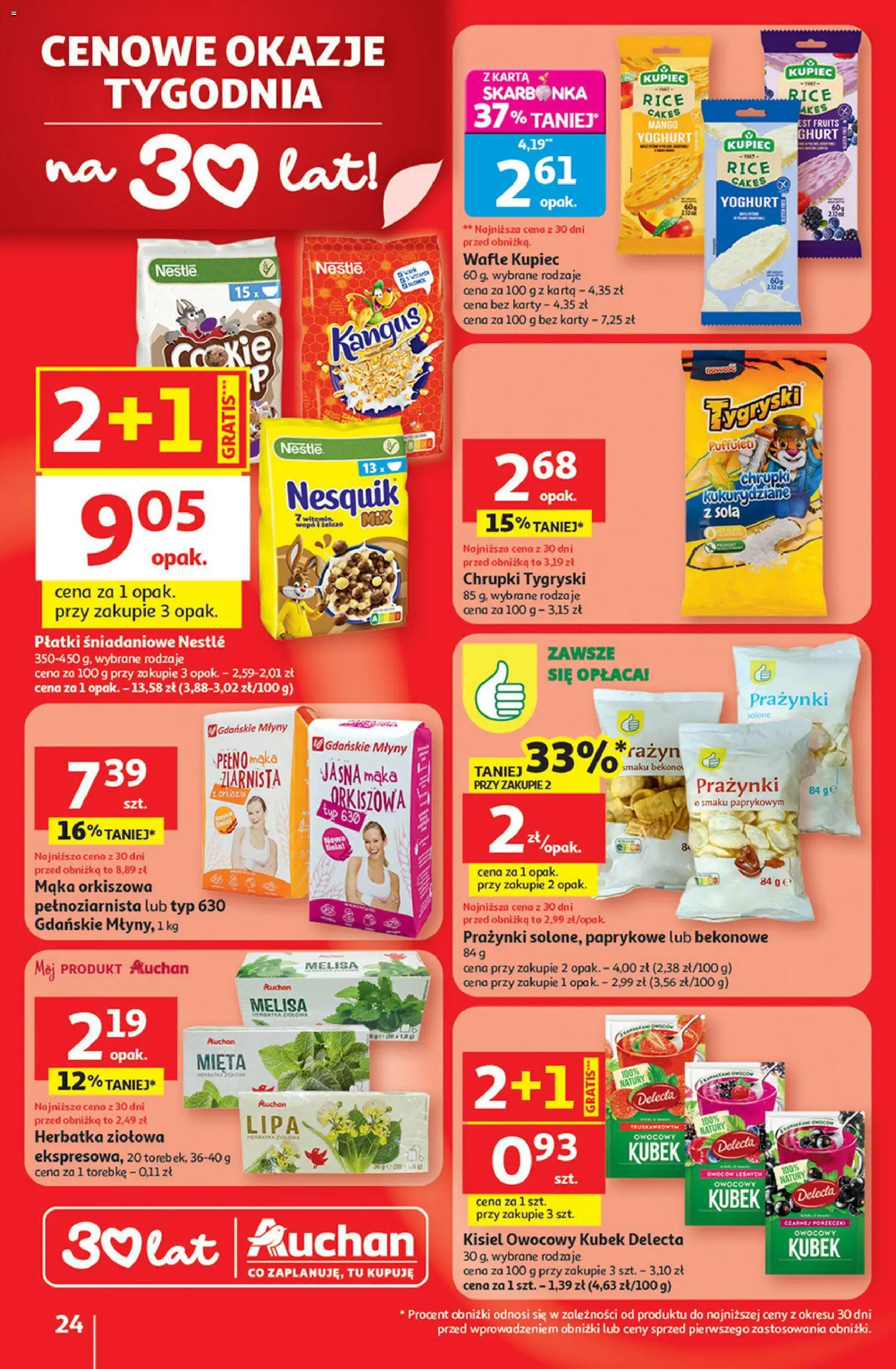 Auchan Gazetka - 30 Lat Hipermarket od 08.01.2026 | Strona: 24 | Produkty: Mango, Karta, Wafle, Chrupki