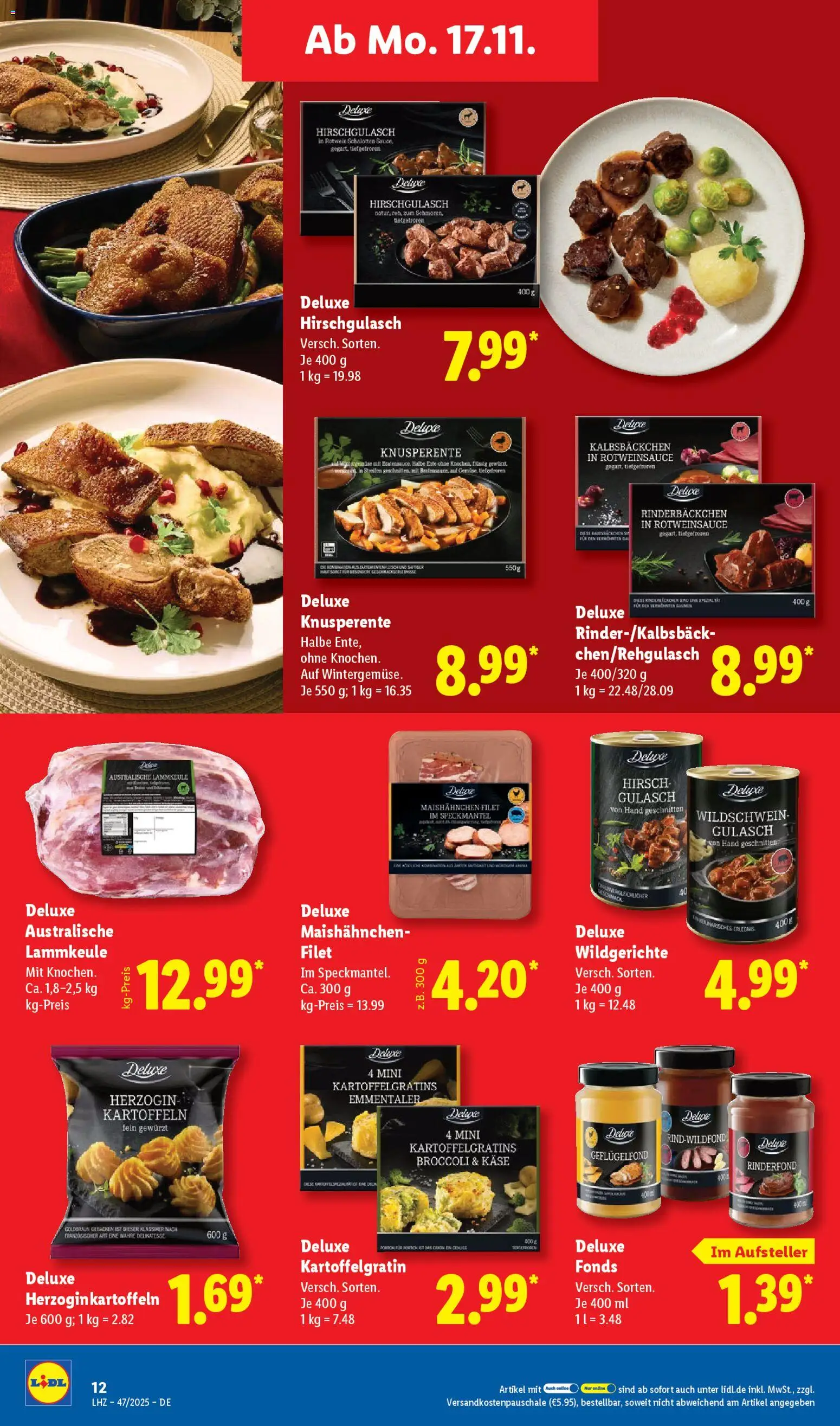 Lidl - Prospekt – gültig ab 17.11.2025 | Seite: 16 | Produkte: Lammkeule, Rotwein, Kartoffeln, Ente