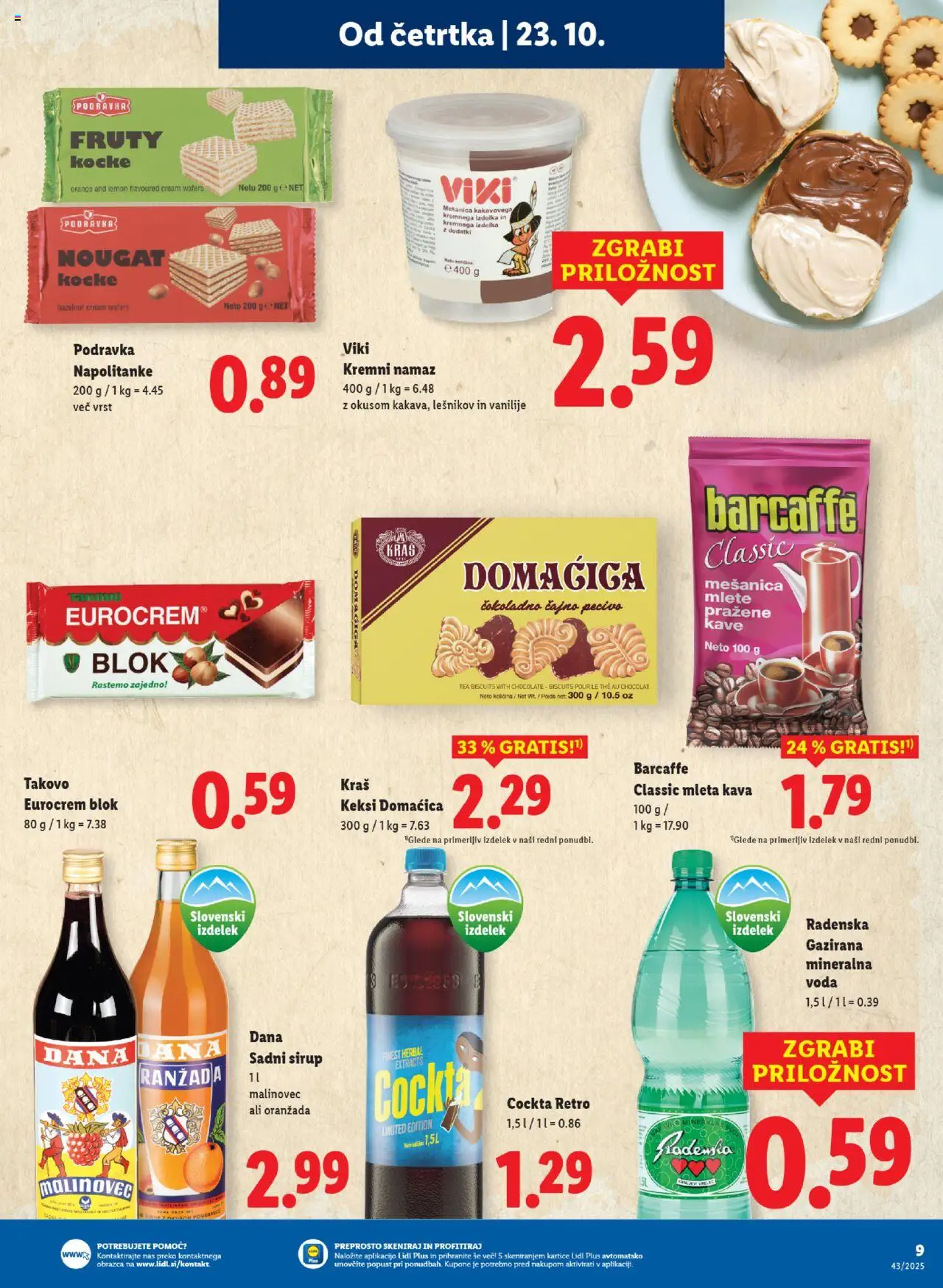 Novi Lidl katalog ponudbe – veljaven od 23.10.2025 | Stran: 11 | Izdelki: Keksi, Sirup, Mineralna voda, Blok