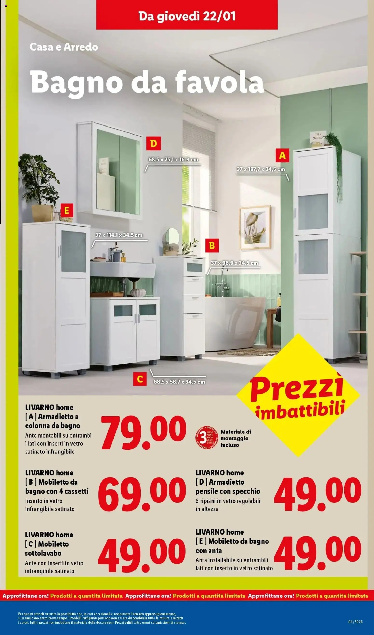 Volantino Lidl del 19.01.2026 | Pagina: 41 | Prodotti: Armadietto, Bagno, Specchio