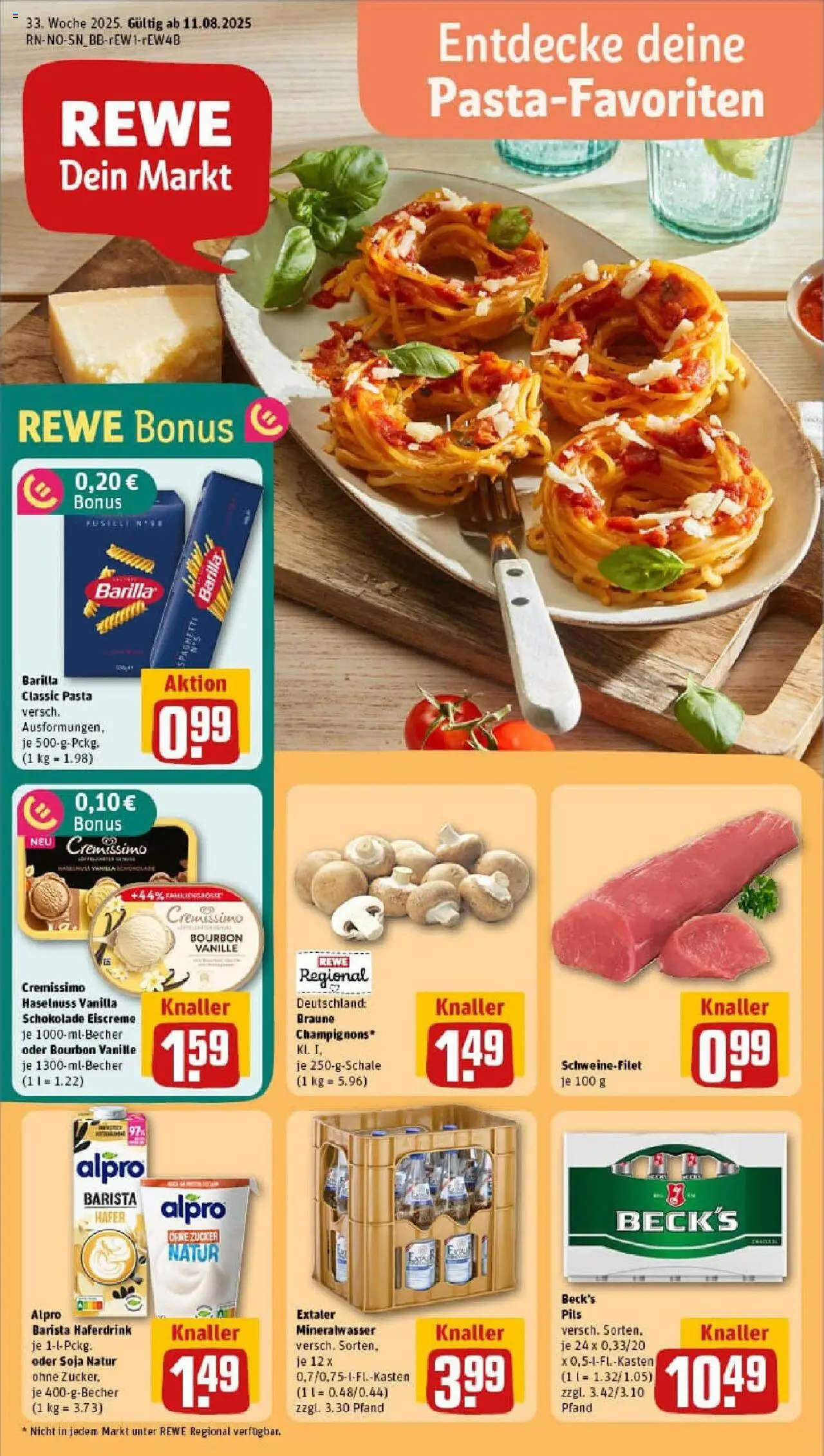 Rewe prospekt Braunschweig	 - gültig ab dem 11.08.2025 | Seite: 1 | Produkte: Cremissimo, Schokolade, Haferdrink, Alpro