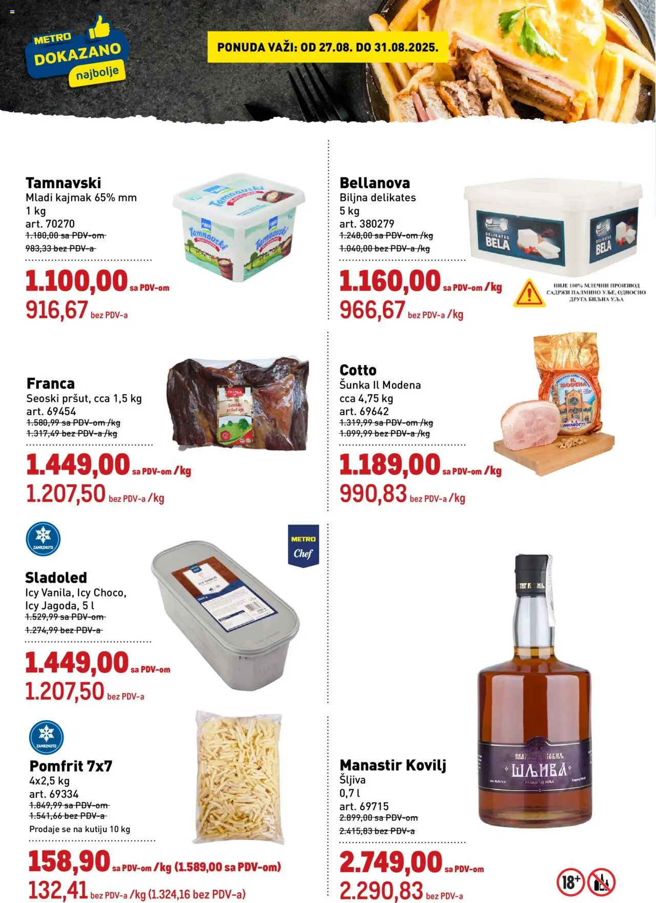 Metro katalog - važi od 27.08.2025 | Strana: 2 | Proizvode: Mladi kajmak, Pomfrit, Šljiva, Šunka