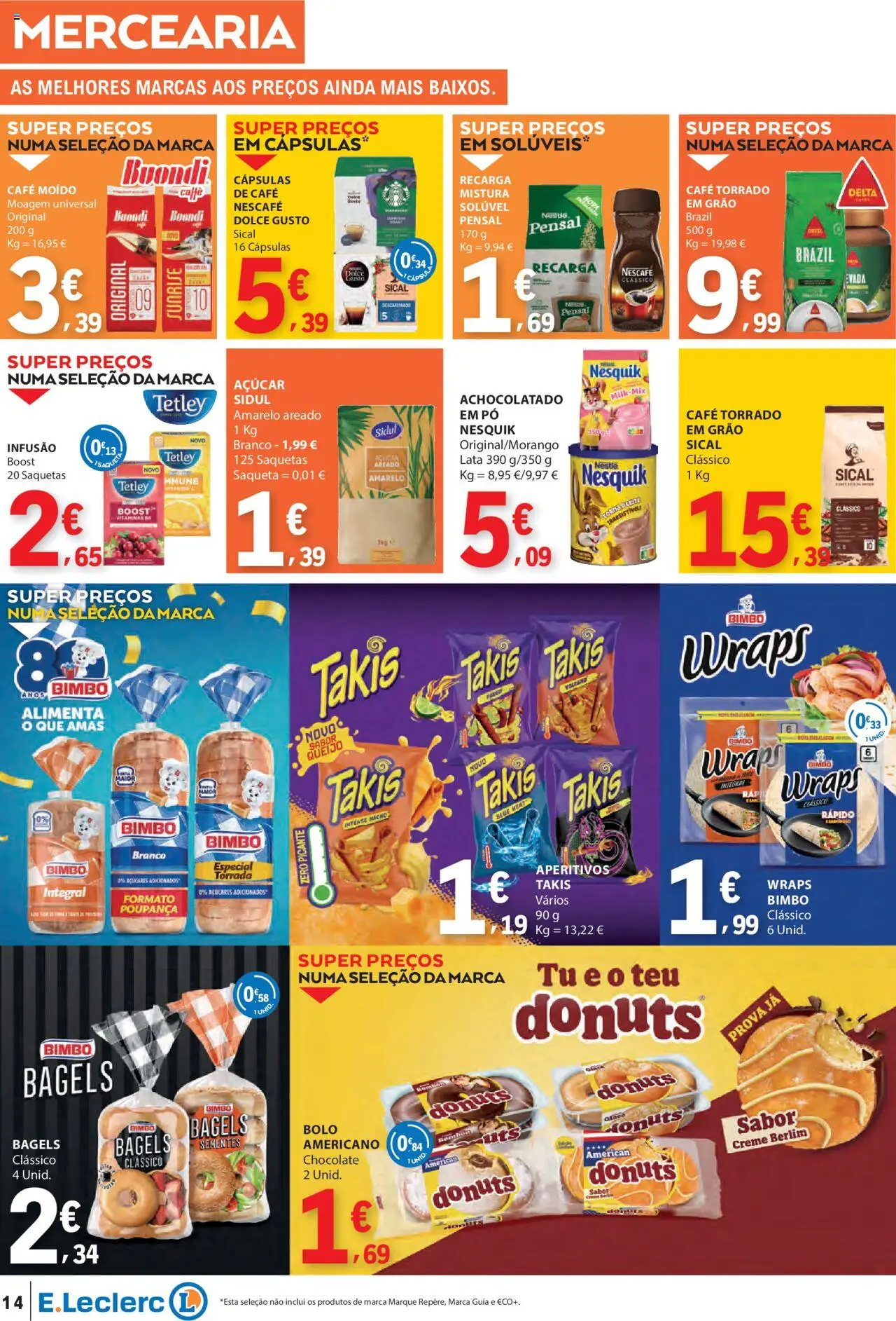 E.Leclerc folheto │ válido de 21.08.2025 | Página: 14 | Produtos: Queijo, Nestlé, Chocolate, Dolce gusto
