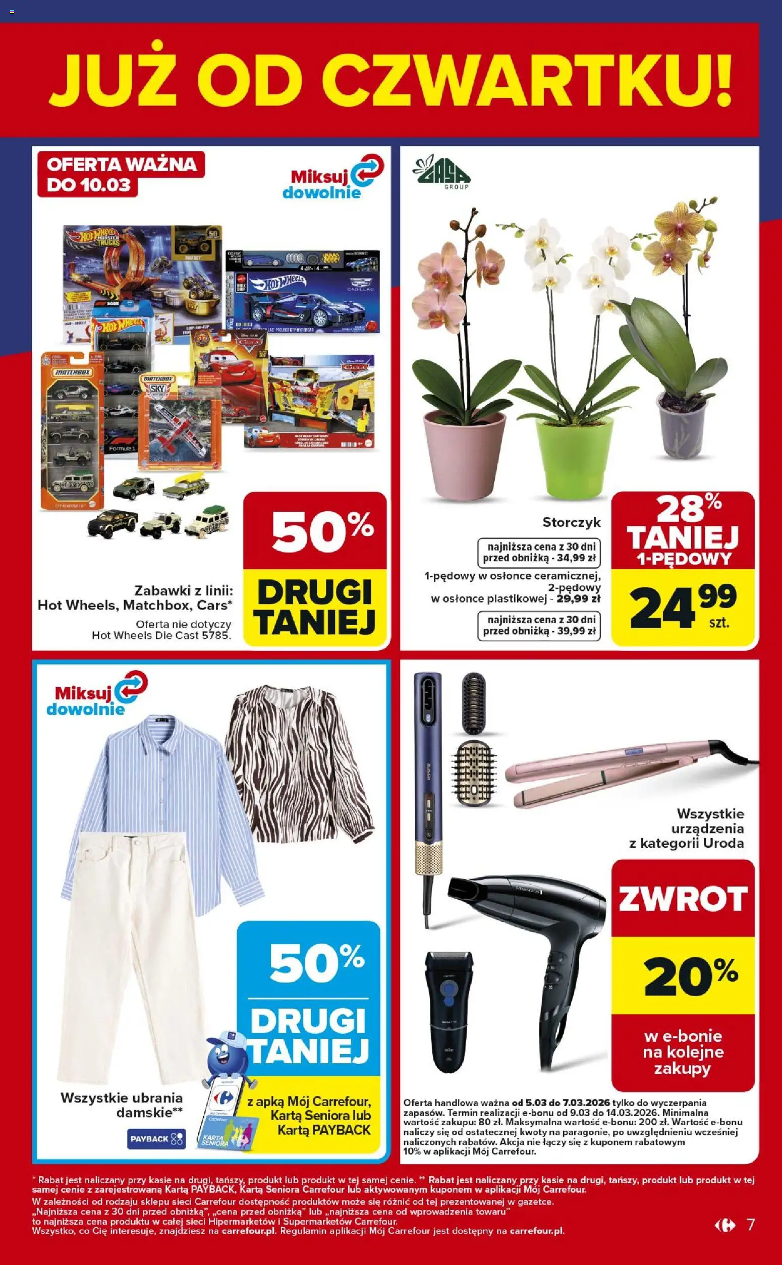 Carrefour gazetka - Weekend okazji od 05.03.2026 | Strona: 7 | Produkty: Ubrania, Karta, Storczyk