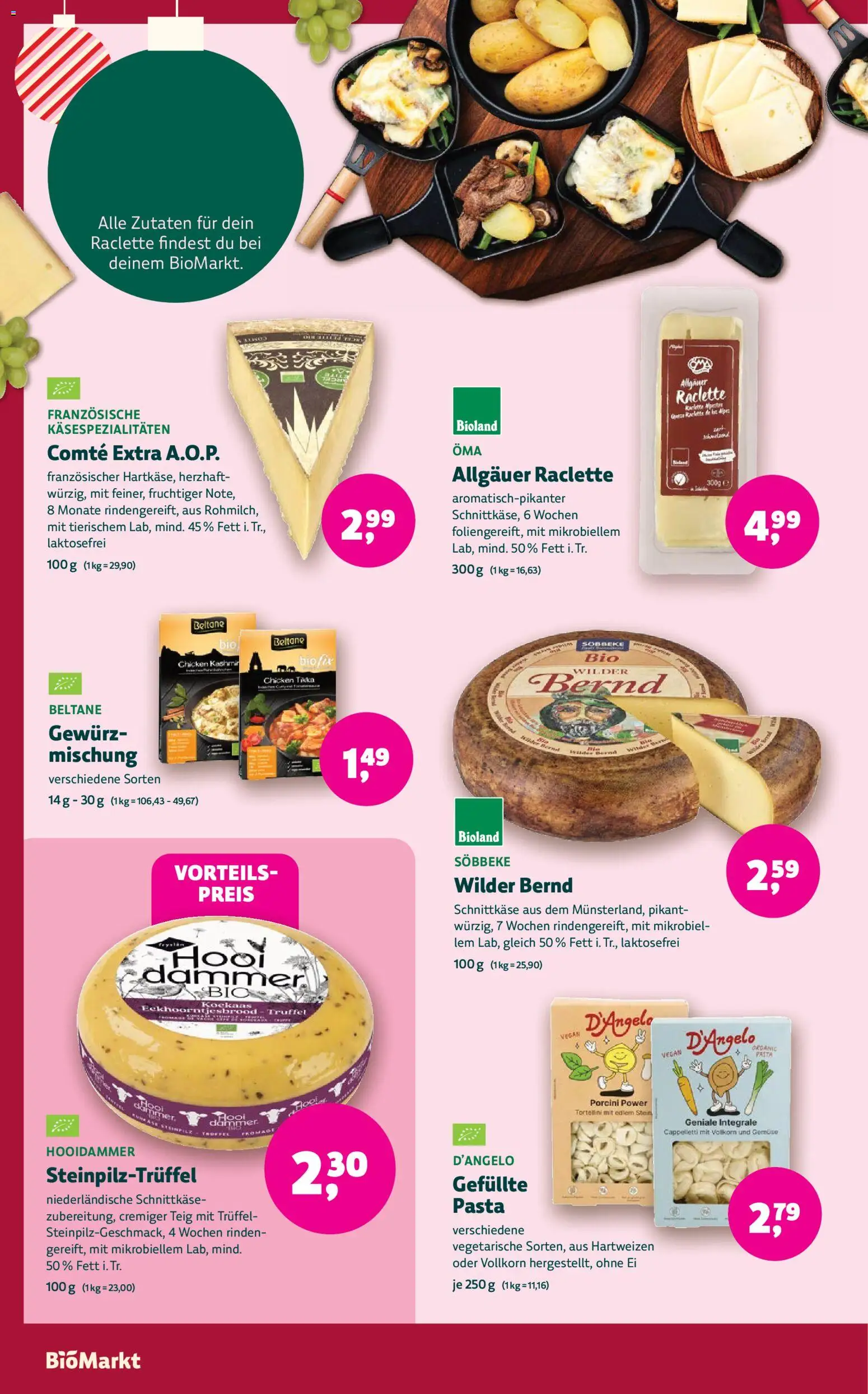 BioMarkt Prospekt – gültig ab 03.12.2025 | Seite: 4 | Produkte: Gemüse, Pasta, Raclette
