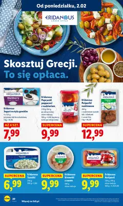 Pogląd oferty "Eridanous Krewetki, z sosem, 100 g różne rodzaje" - ważna od 02.02.2026 | Strona: 20 | Produkty: Tzatziki, Krewetki, Krewetki białe, Jogurt