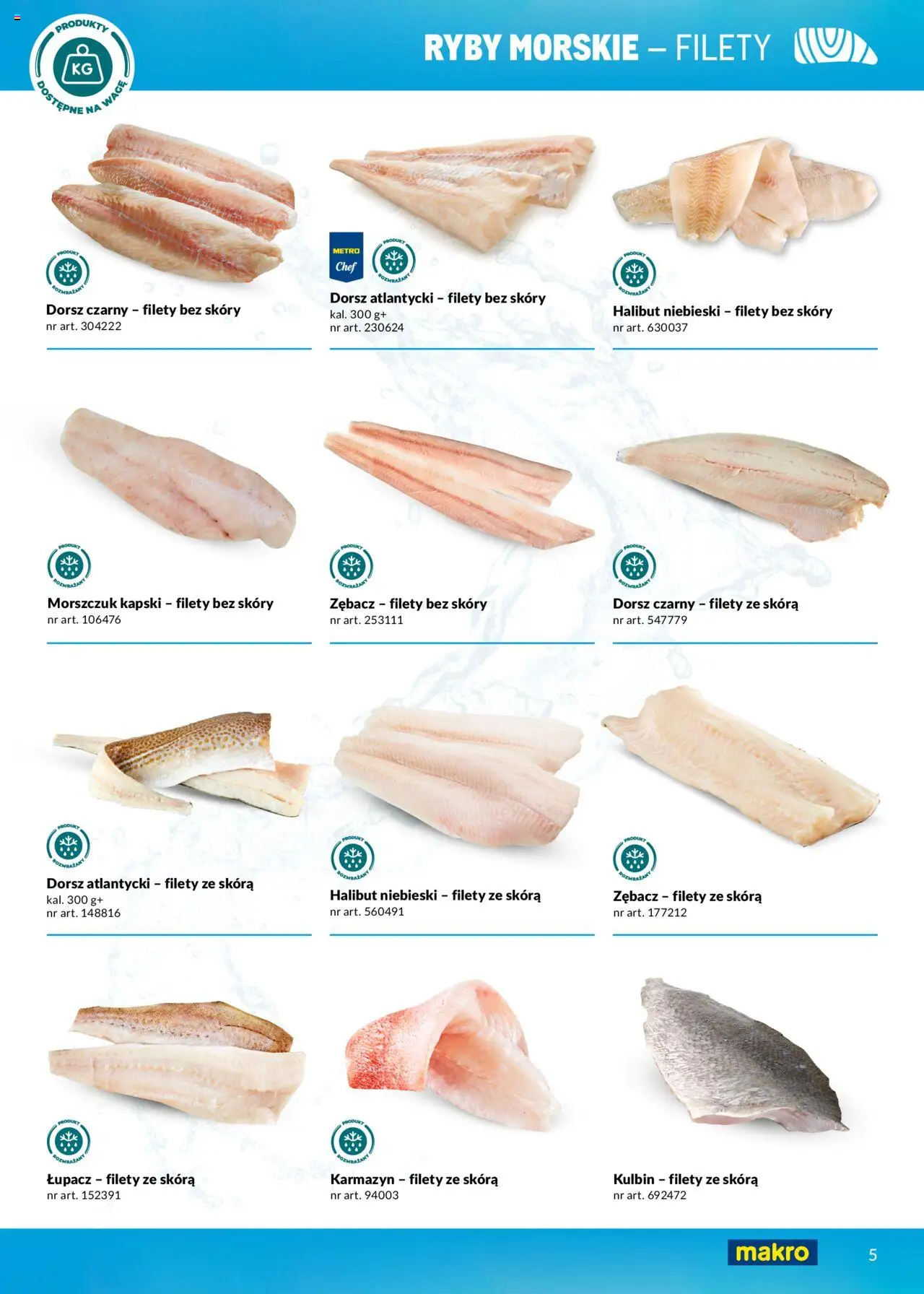 Makro Gazetka - Ryby i owoce morza od 01.05.2025 | Strona: 5 | Produkty: Dorsz atlantycki, Halibut, Morszczuk, Dorsz czarny