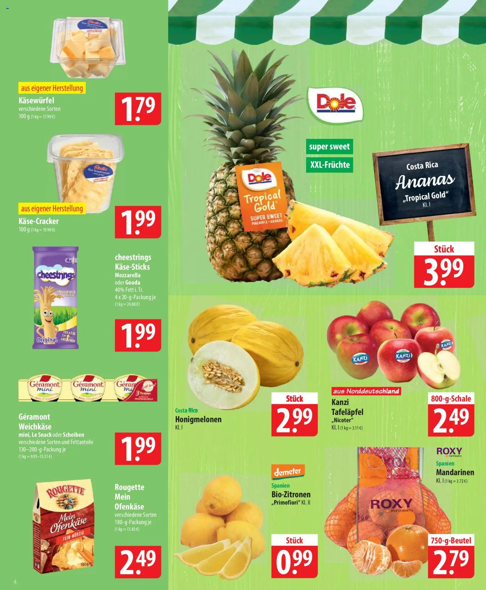 Famila Prospekt 	 – gültig ab 09.03.2026 | Seite: 4 | Produkte: Mozzarella, Gouda, Mandarinen, Ananas