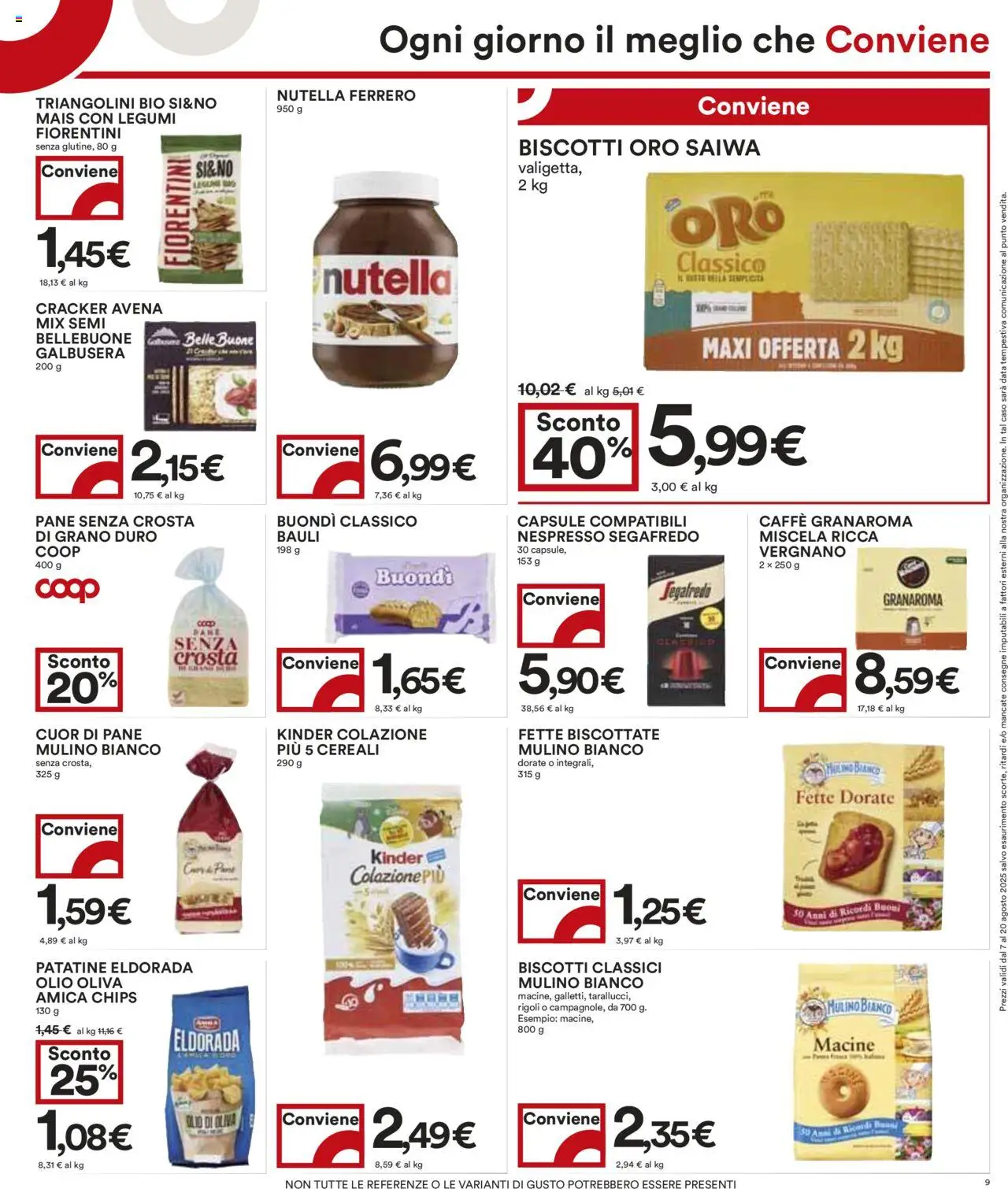 Volantino COOP del 07.08.2025 | Pagina: 9 | Prodotti: Biscotti, Nutella, Fette biscottate, Olio di Oliva