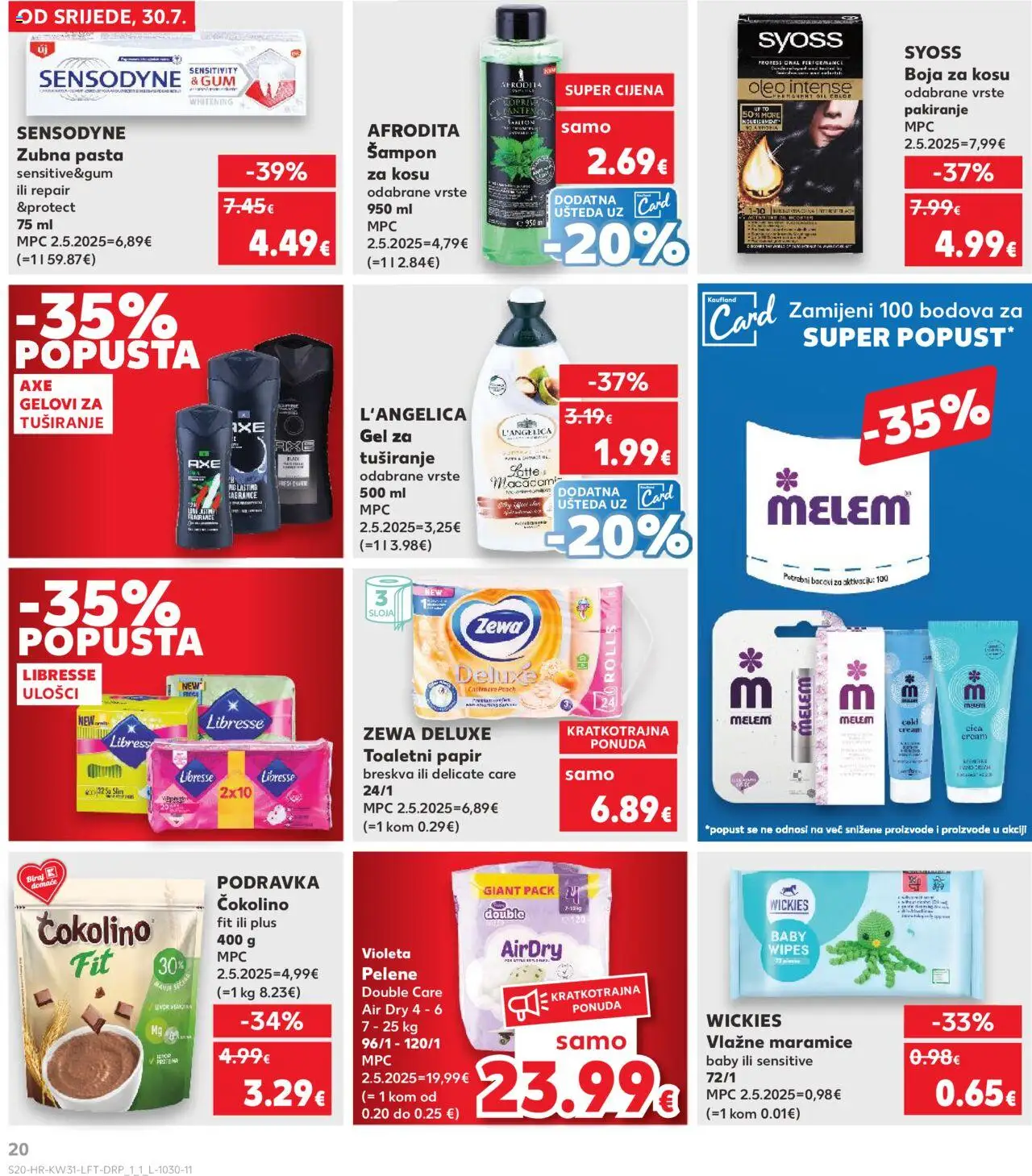 Kaufland katalog | vrijedi od 30.07.2025 | Stranica: 20 | Proizvodi: Šampon, Breskva, Pasta, Sensodyne