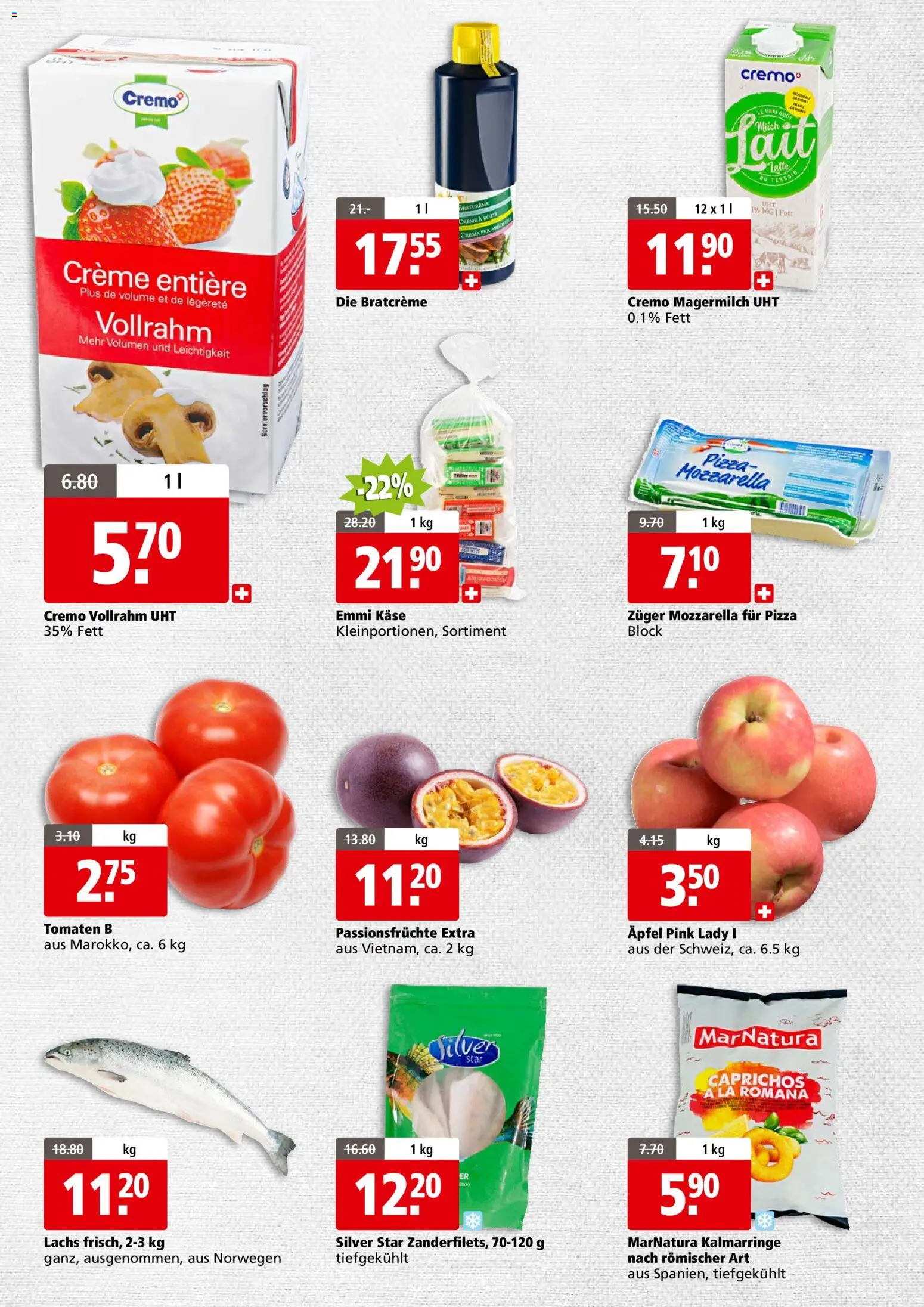 Aligro aktionen Business Schlieren, Gossau SG, Frauenfeld, Rapperswil-Jona, Sargans, Bern – gültig ab 13.04.2026 | Seite: 2 | Produkte: Käse, Pizza, Äpfel, Tomaten