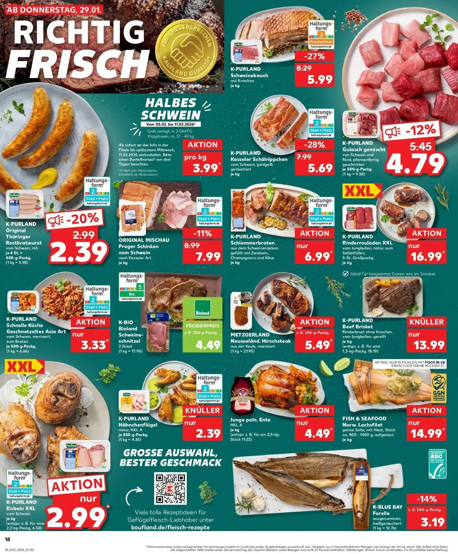 Kaufland prospekt Wilhelmshaven	 – gültig ab 02.02.2026 | Seite: 18 | Produkte: Schweinebauch, Schnitzel, Fisch, Ente